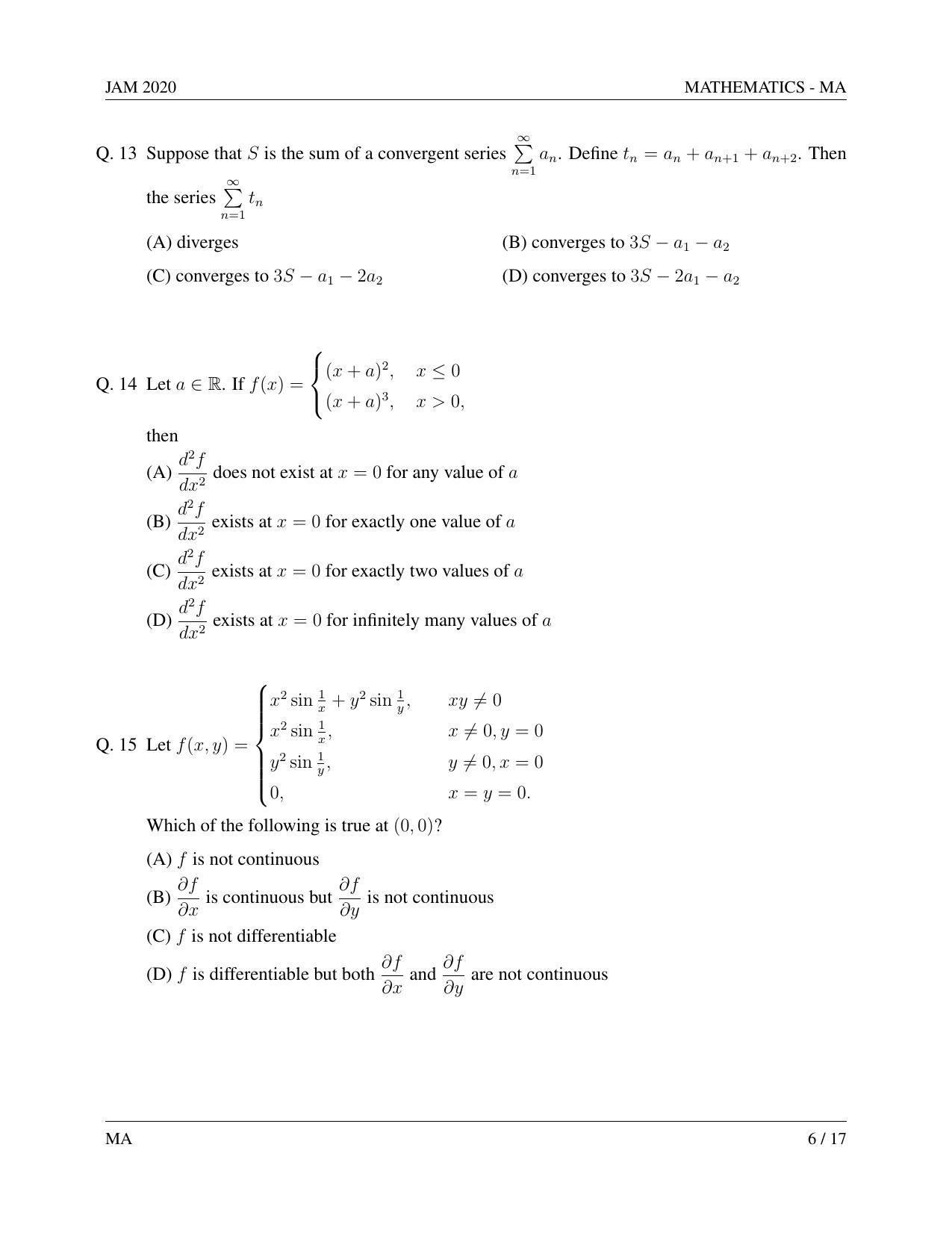 JAM 2020: MA Question Paper - Page 6