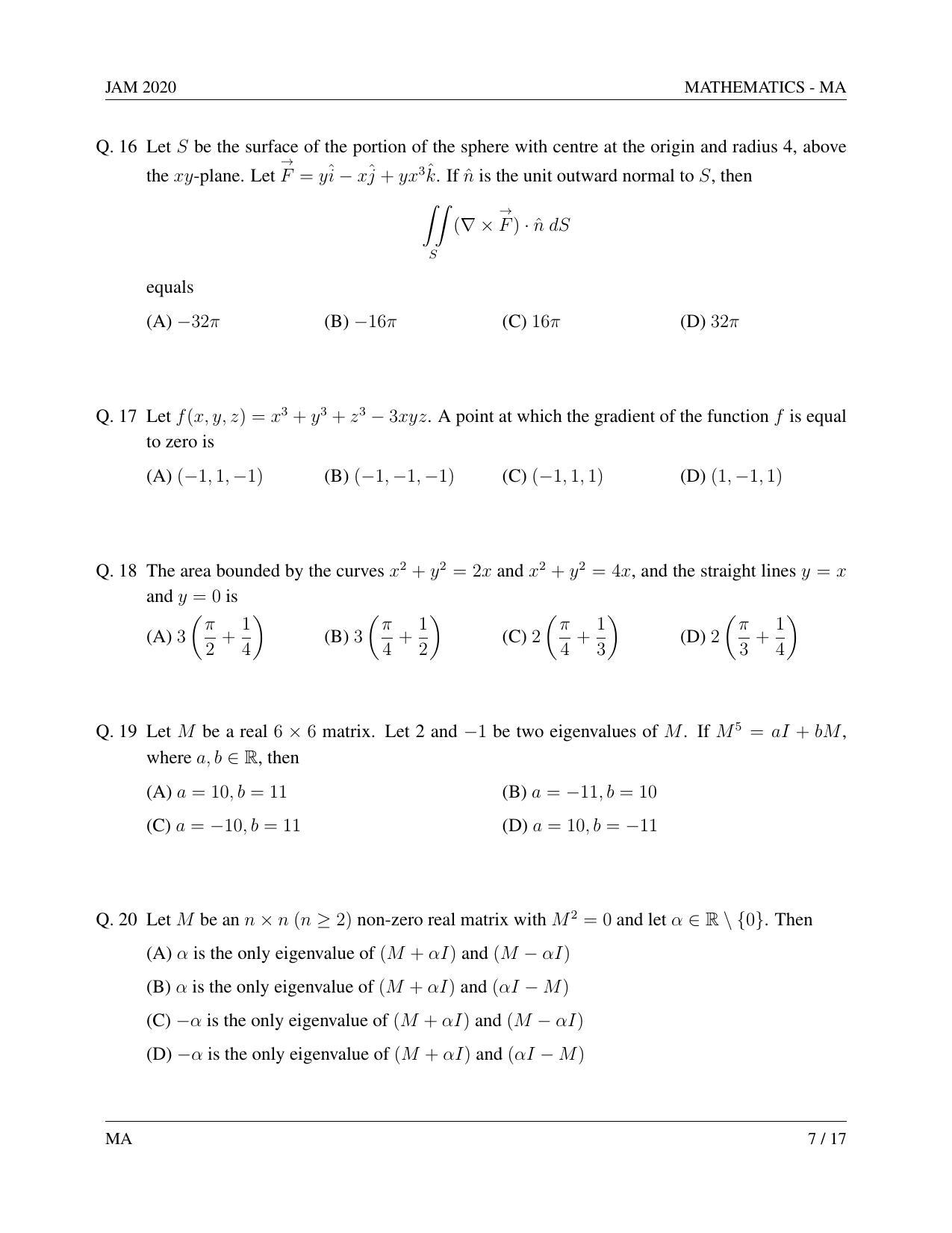 JAM 2020: MA Question Paper - Page 7