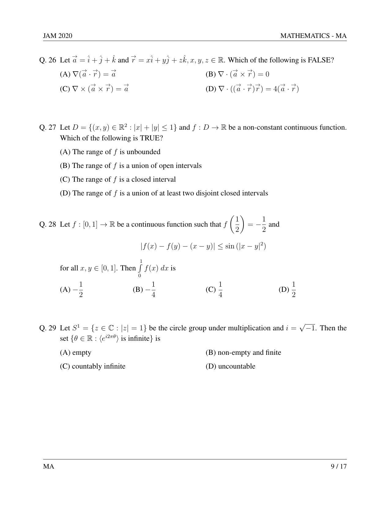 JAM 2020: MA Question Paper - Page 9