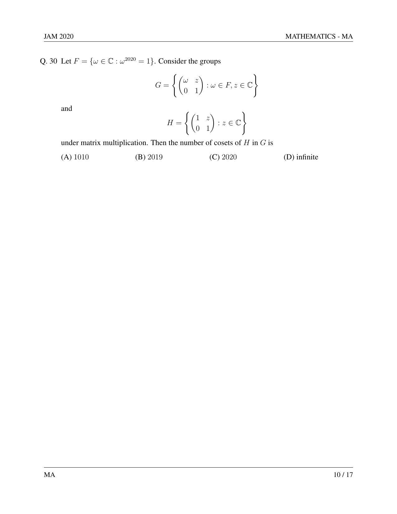 JAM 2020: MA Question Paper - Page 10
