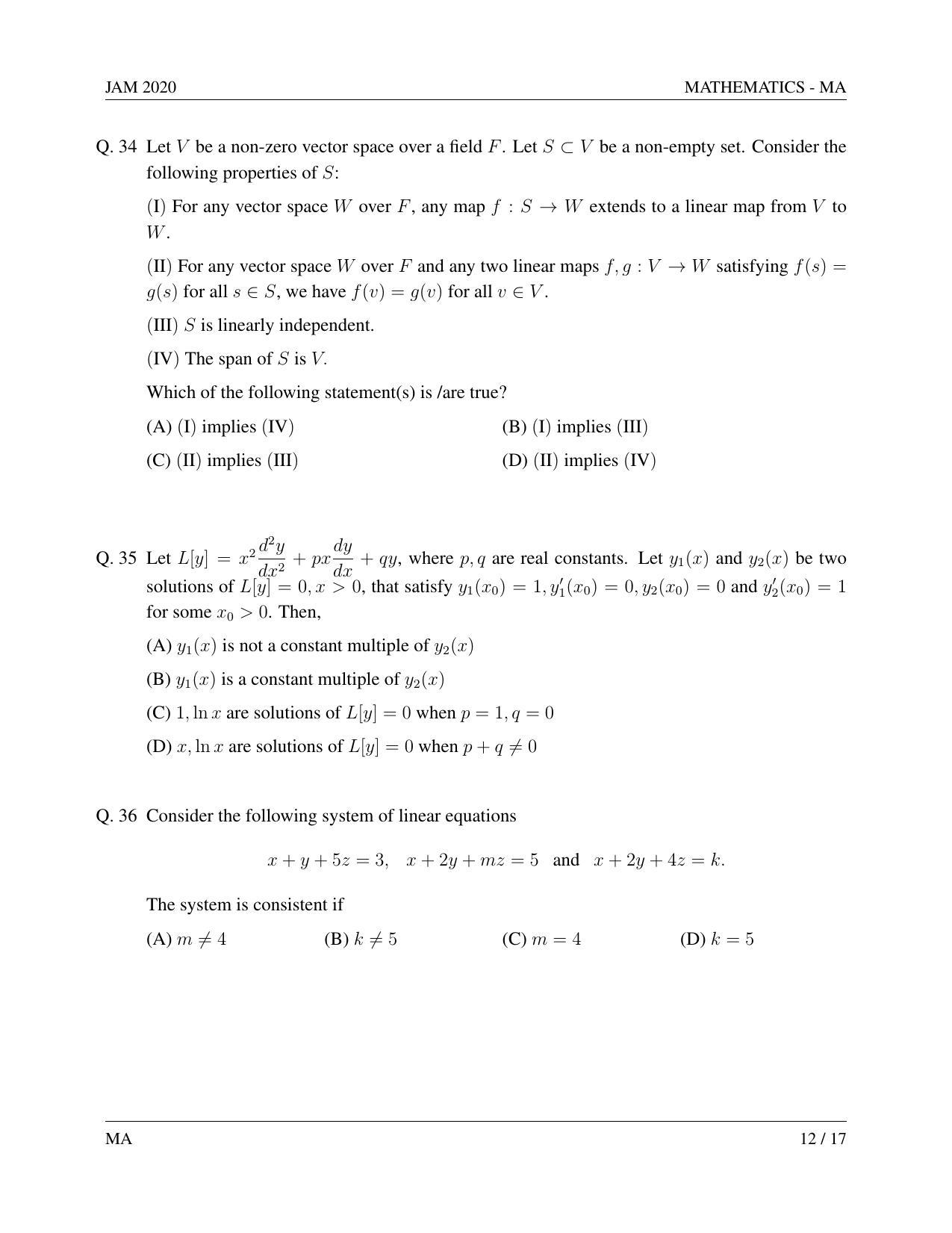 JAM 2020: MA Question Paper - Page 12