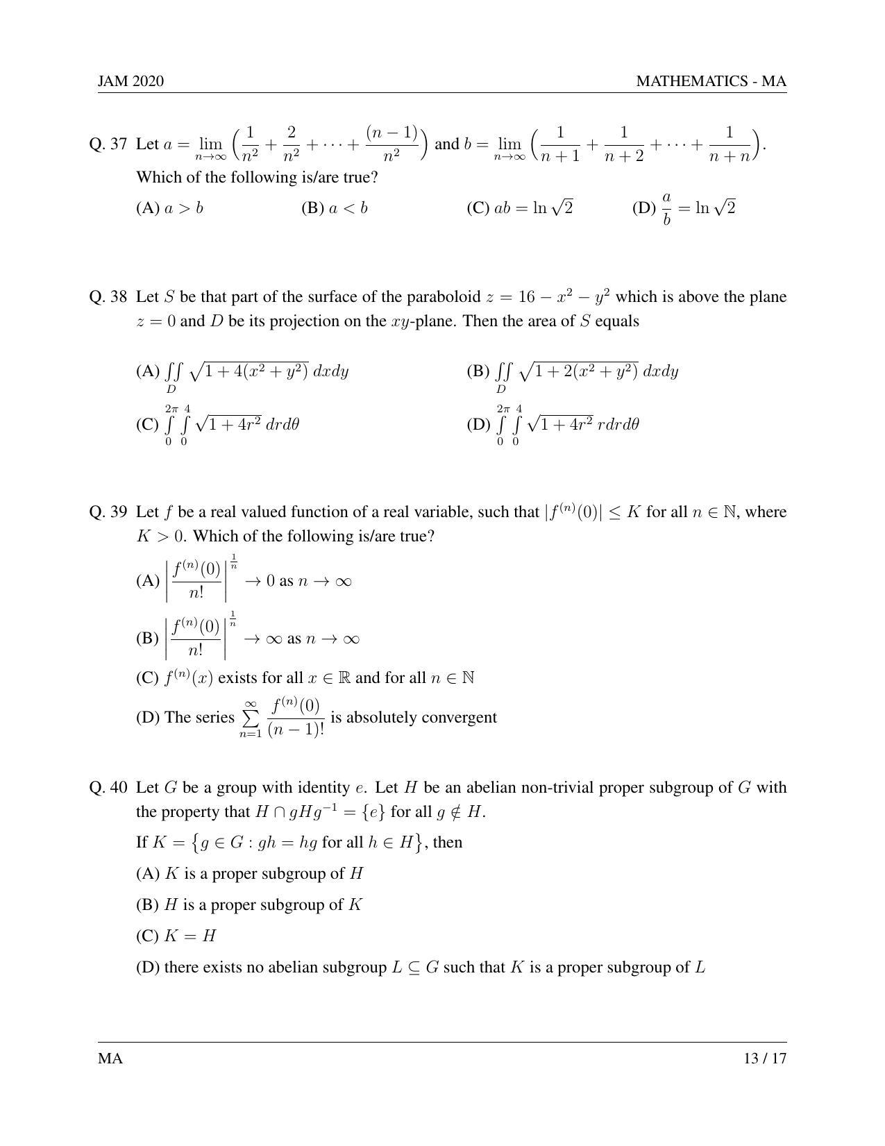 JAM 2020: MA Question Paper - Page 13