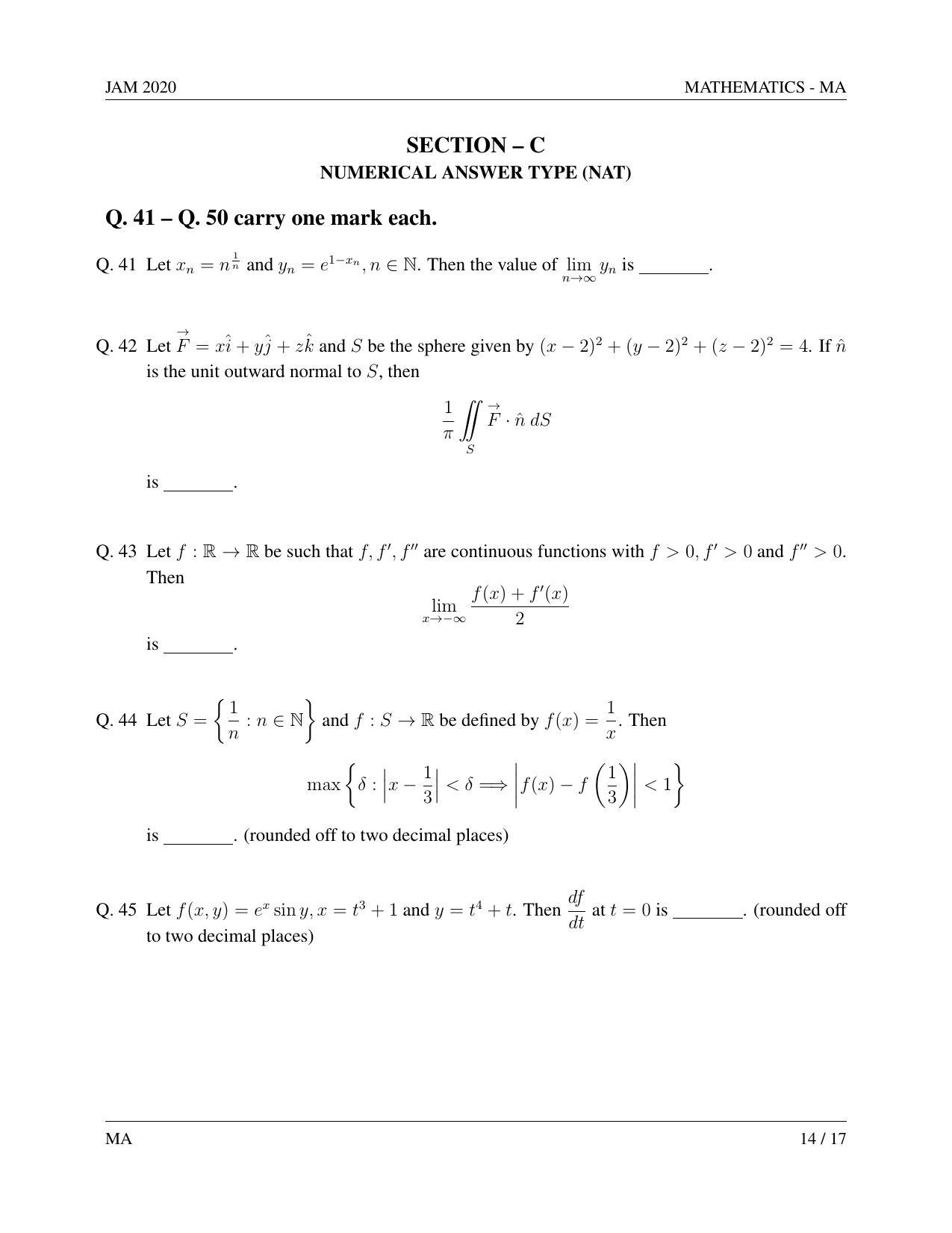 JAM 2020: MA Question Paper - Page 14