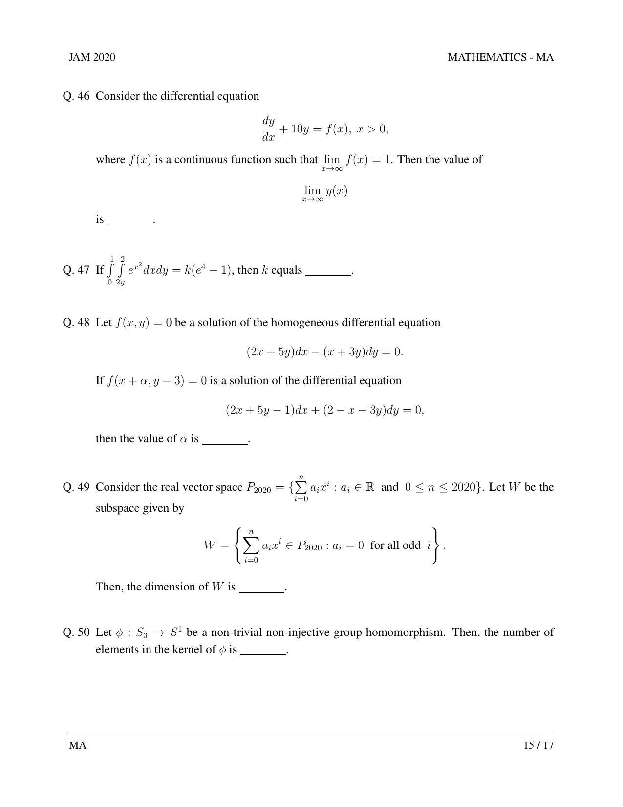 JAM 2020: MA Question Paper - Page 15