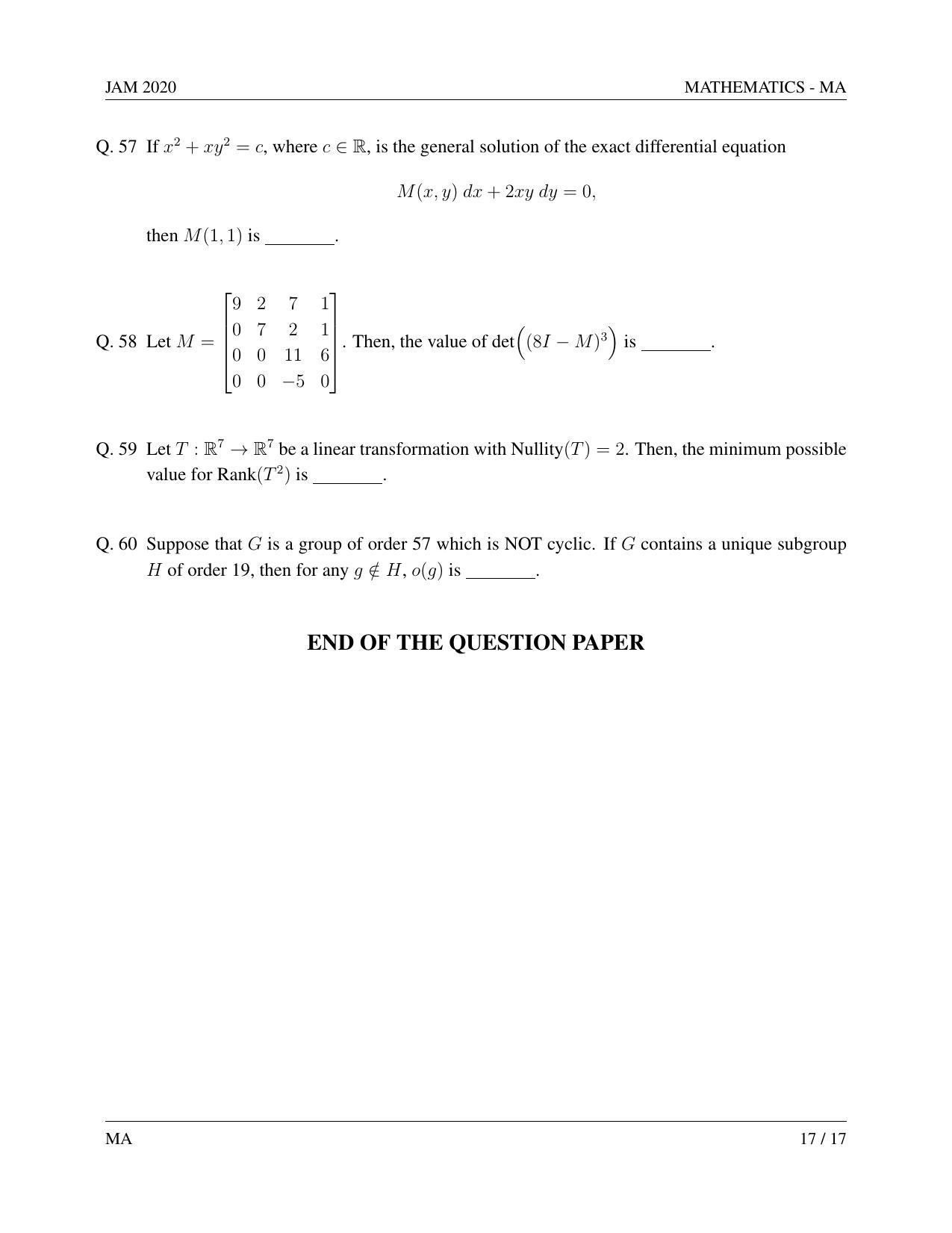 JAM 2020: MA Question Paper - Page 17