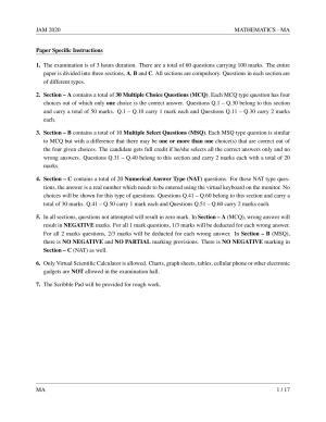 JAM 2020: MA Question Paper
