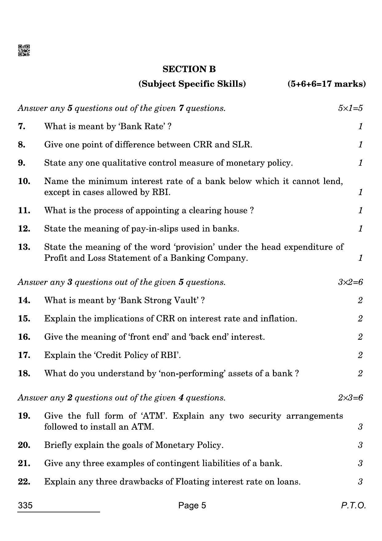 CBSE Class 12 335 Banking 2022 Compartment Question Paper - Page 5