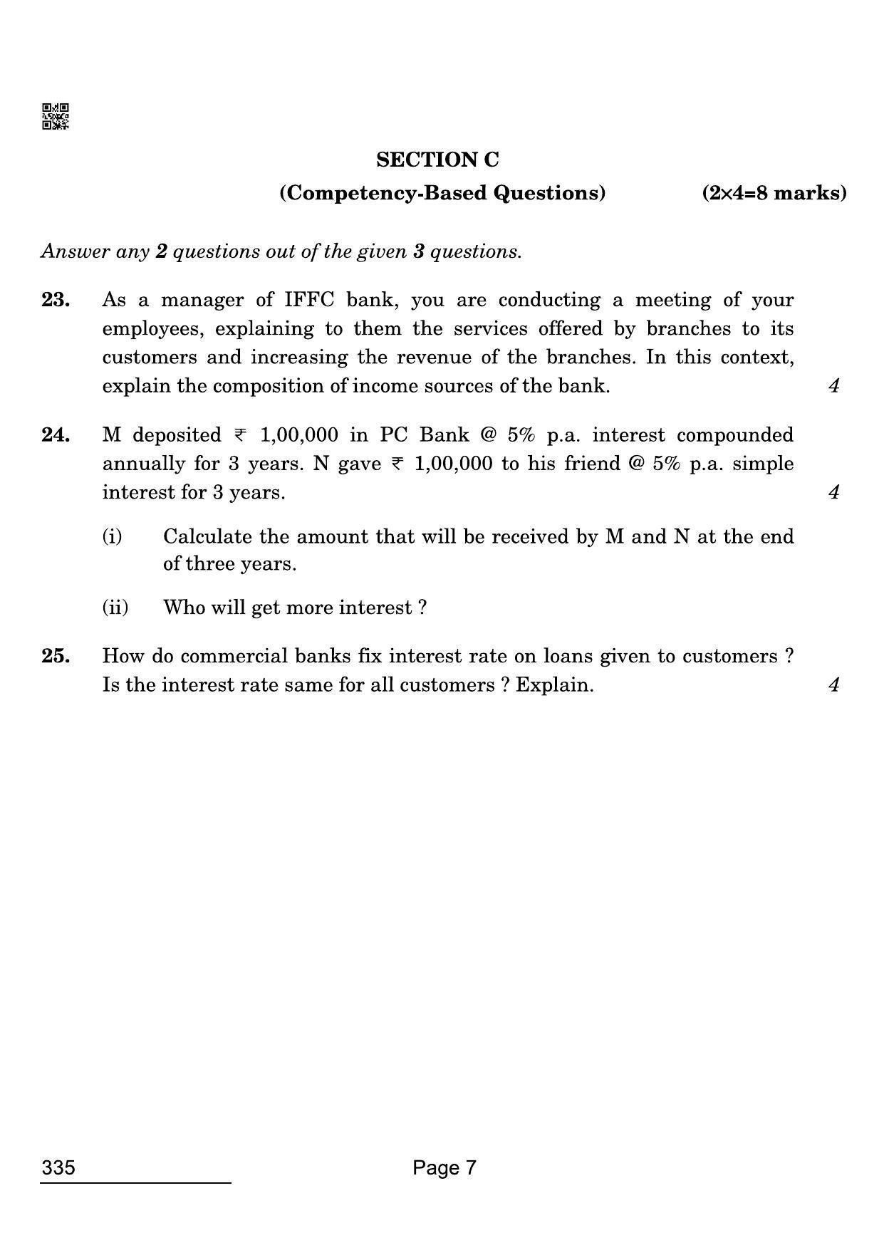 CBSE Class 12 335 Banking 2022 Compartment Question Paper - Page 7