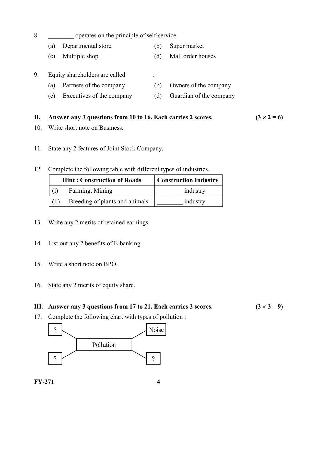 Kerala Plus One (Class 11th) Business Studies -Hearing Impaired Question Paper 2021 - Page 4