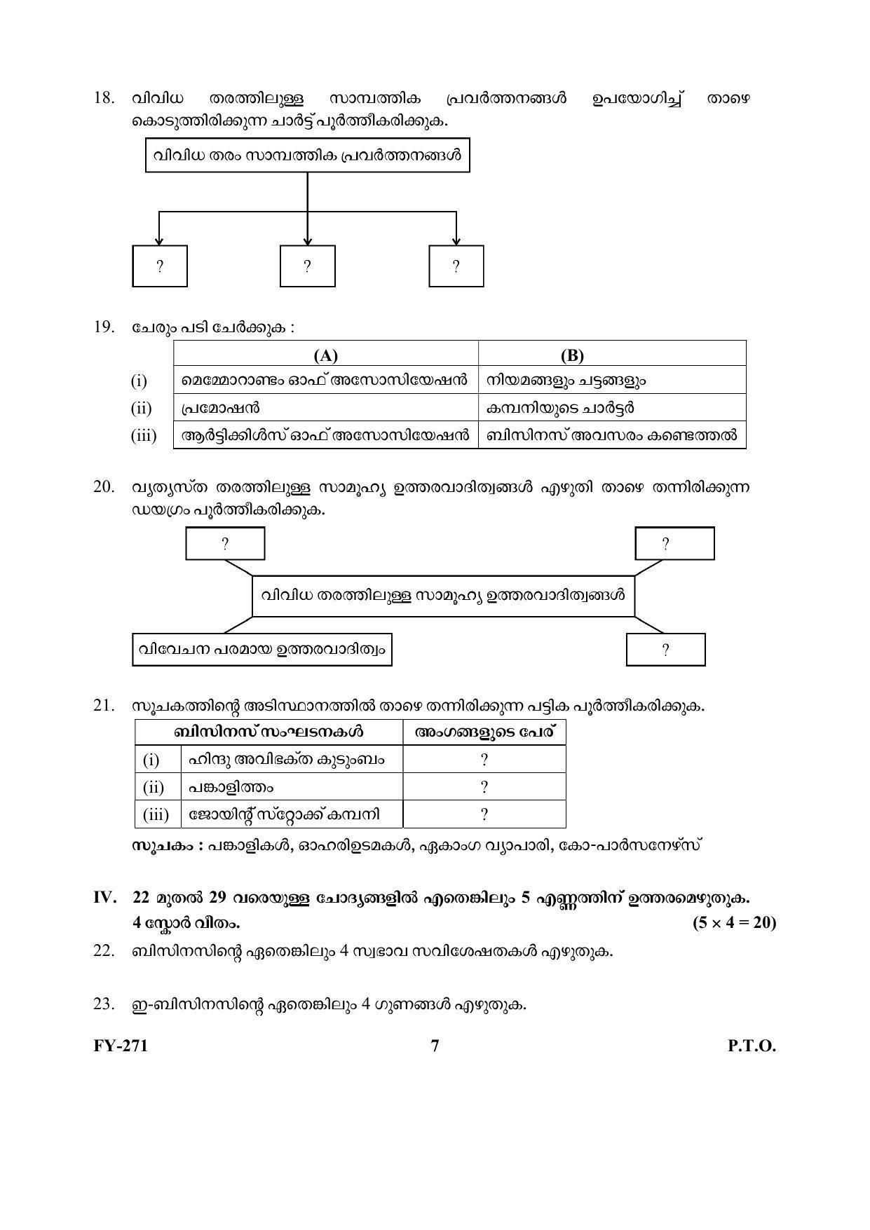 Kerala Plus One (Class 11th) Business Studies -Hearing Impaired Question Paper 2021 - Page 7