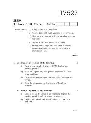 MSBTE Summer Question Paper 2019 - Advanced Manufacturing Processes