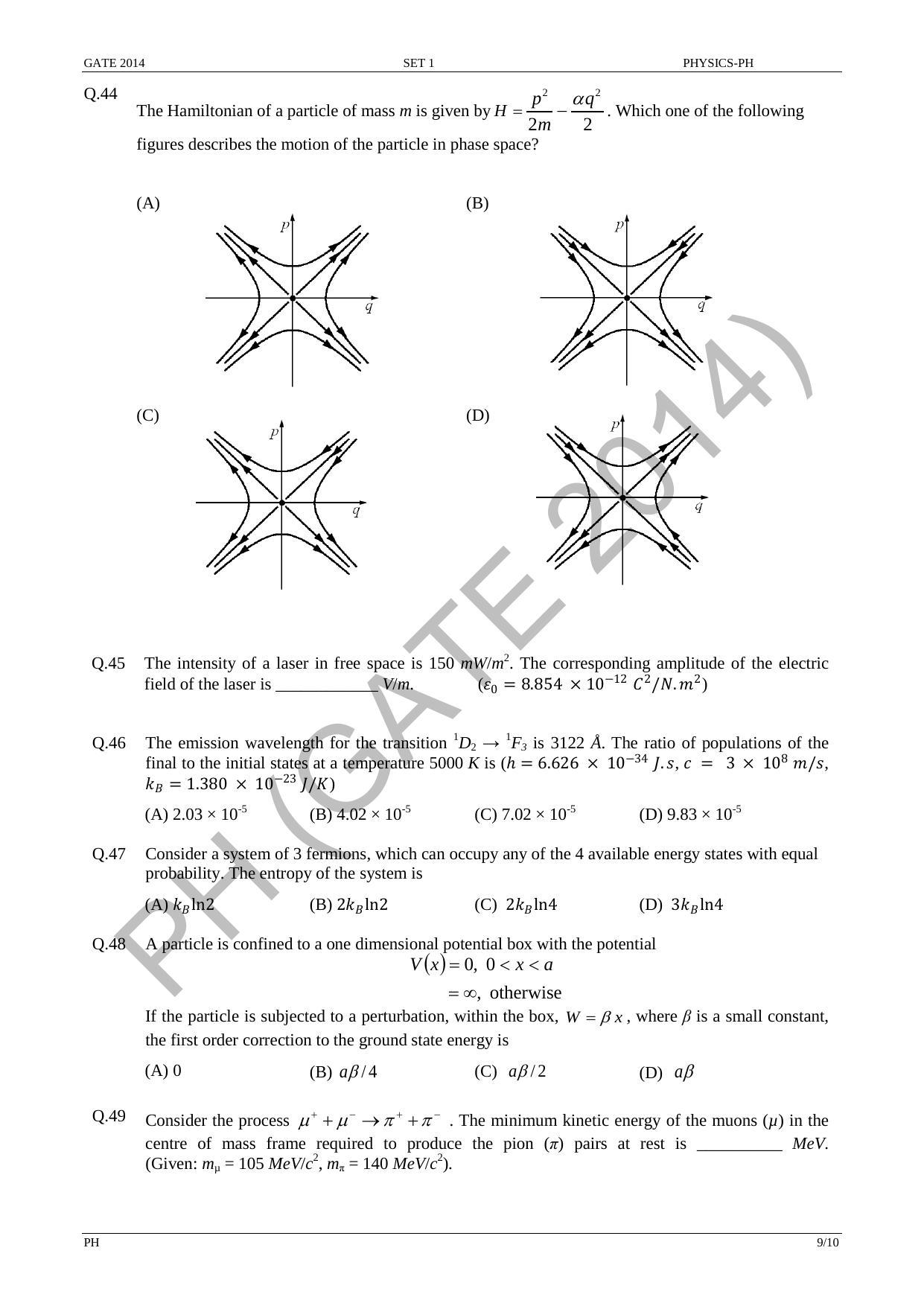 GATE 2014 Physics (PH) Question Paper with Answer Key - Page 16