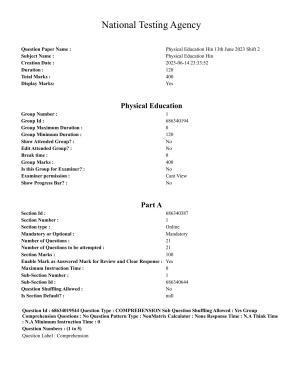 CUET PG 2023: COQP18 – Physical Education(HINDI) - Shift 2 (13-06-2023) Question Paper