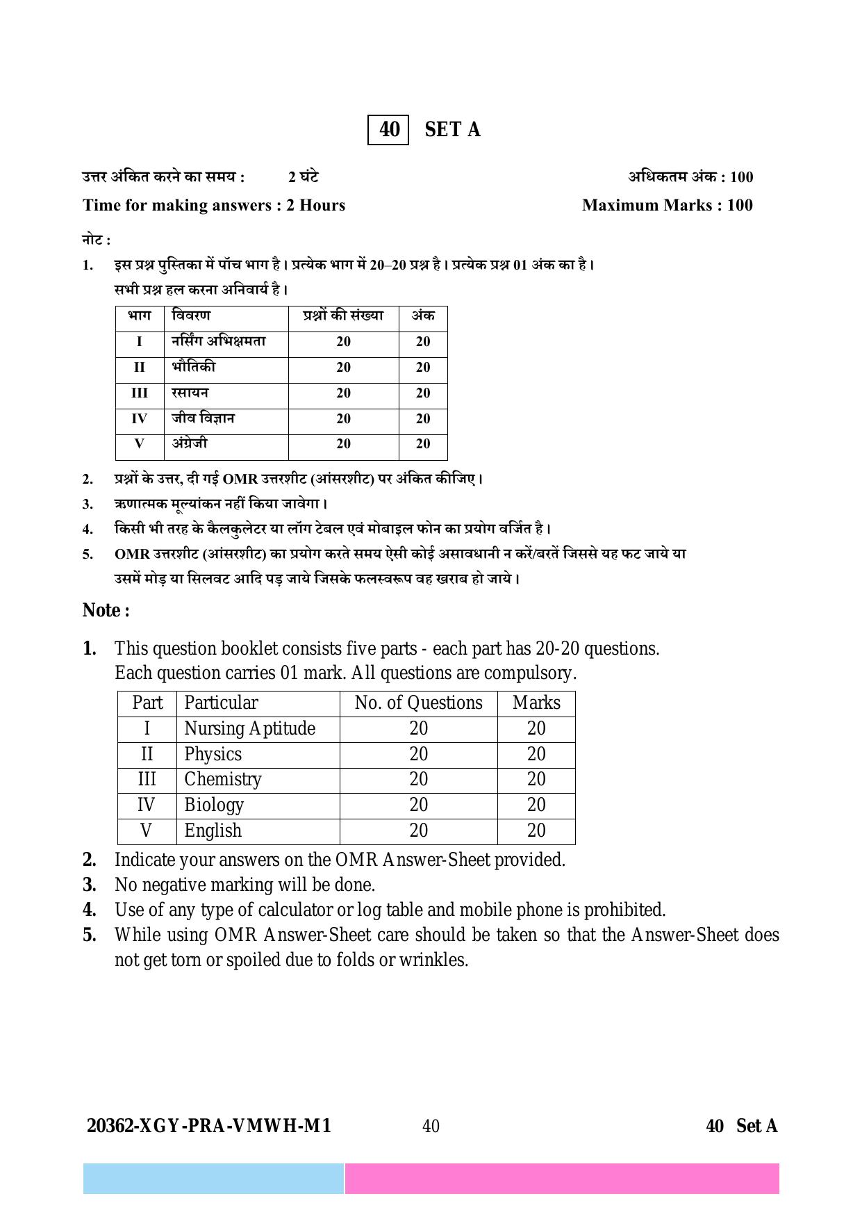 CG B.Sc Nursing 2023 Question Paper - Page 40