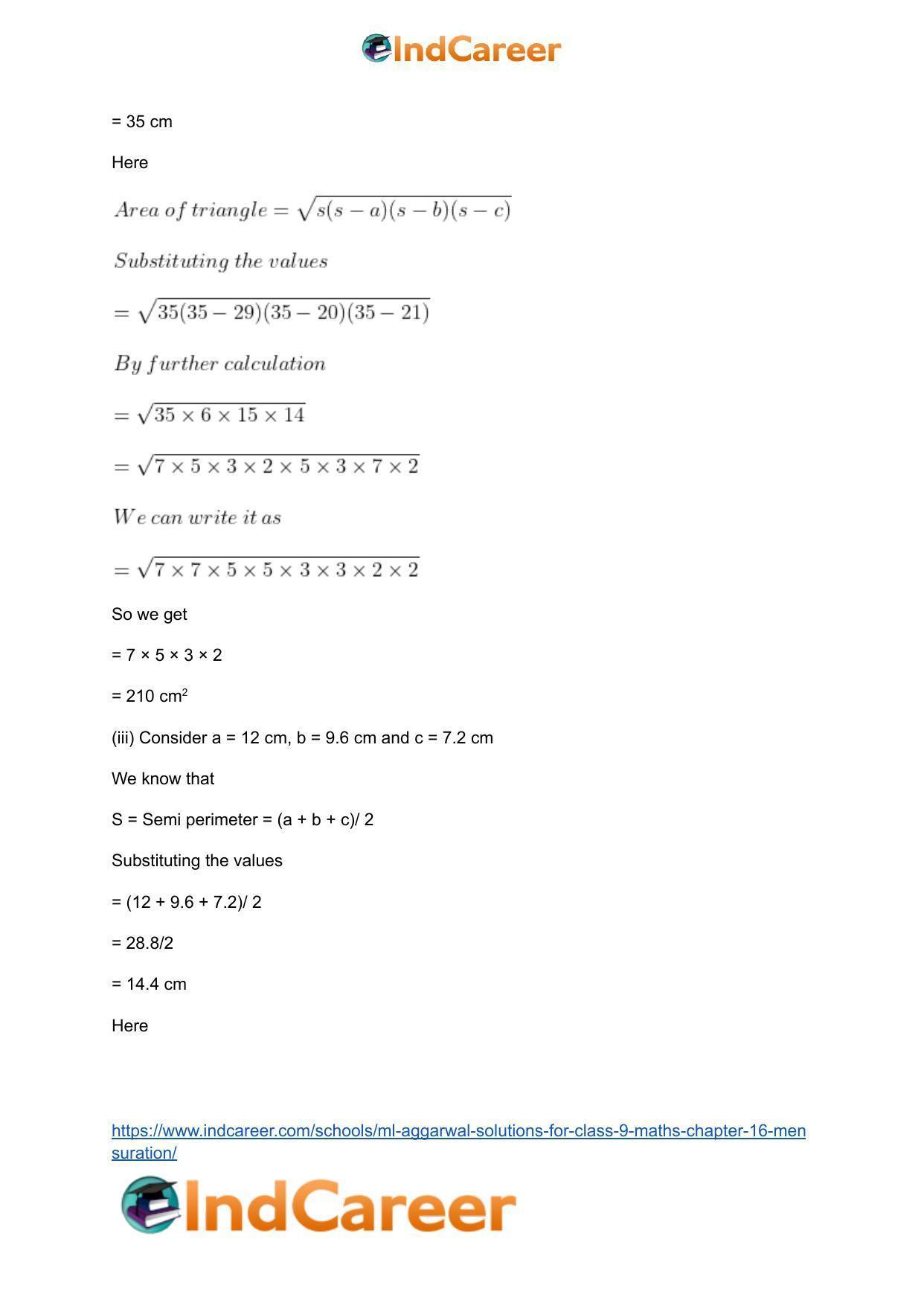 ML Aggarwal Solutions for Class 9 Maths Chapter 16- Mensuration - Page 4