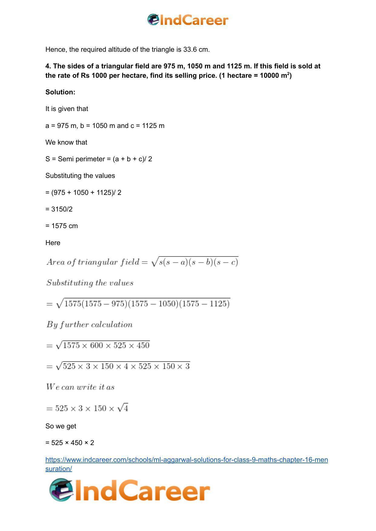 ML Aggarwal Solutions for Class 9 Maths Chapter 16- Mensuration - Page 7