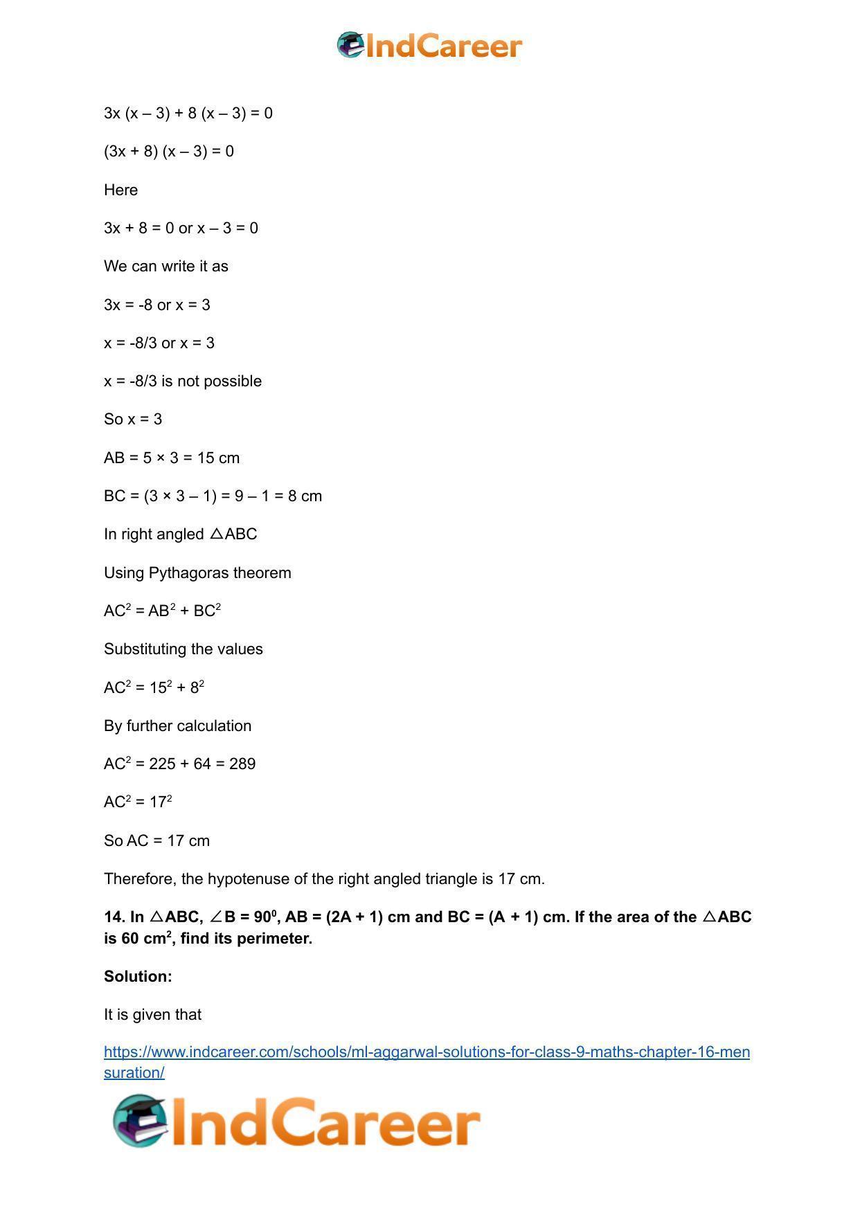 ML Aggarwal Solutions for Class 9 Maths Chapter 16- Mensuration - Page 22
