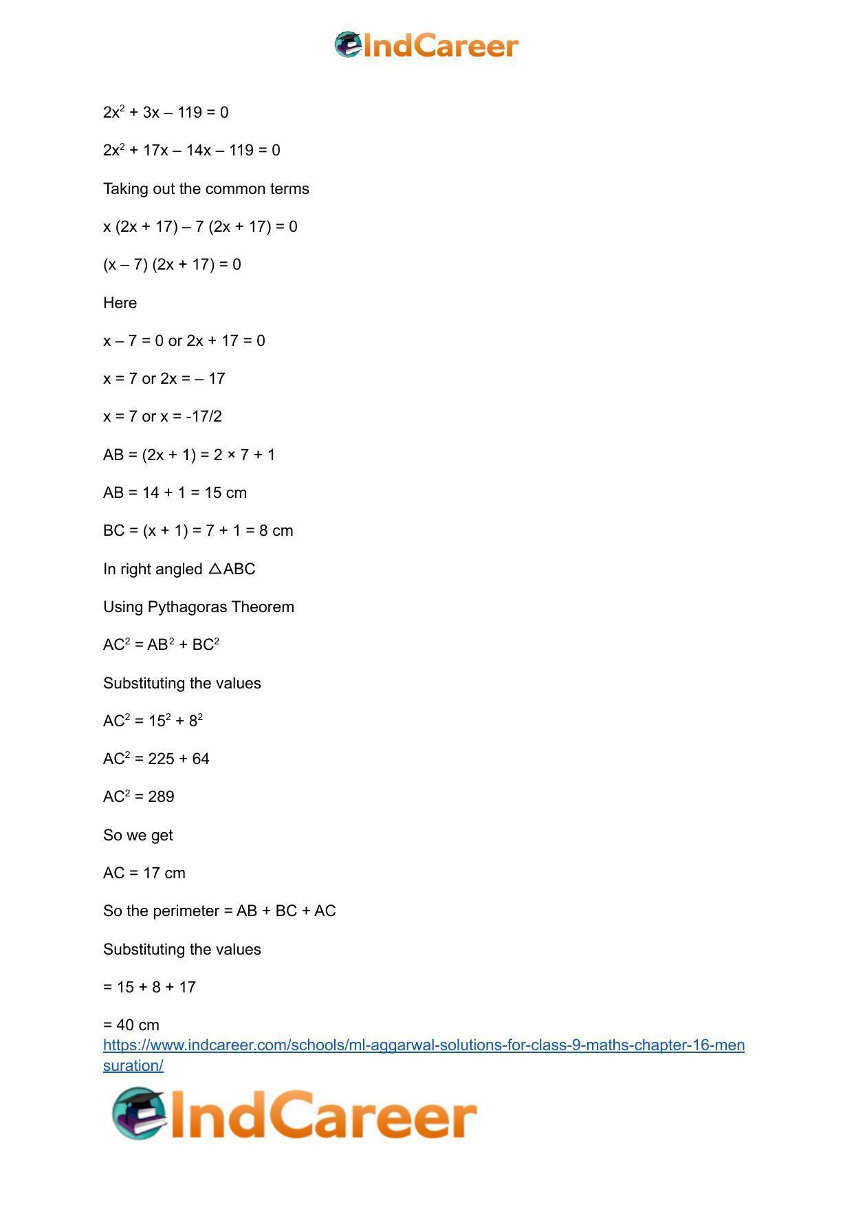 ML Aggarwal Solutions for Class 9 Maths Chapter 16- Mensuration - Page 24