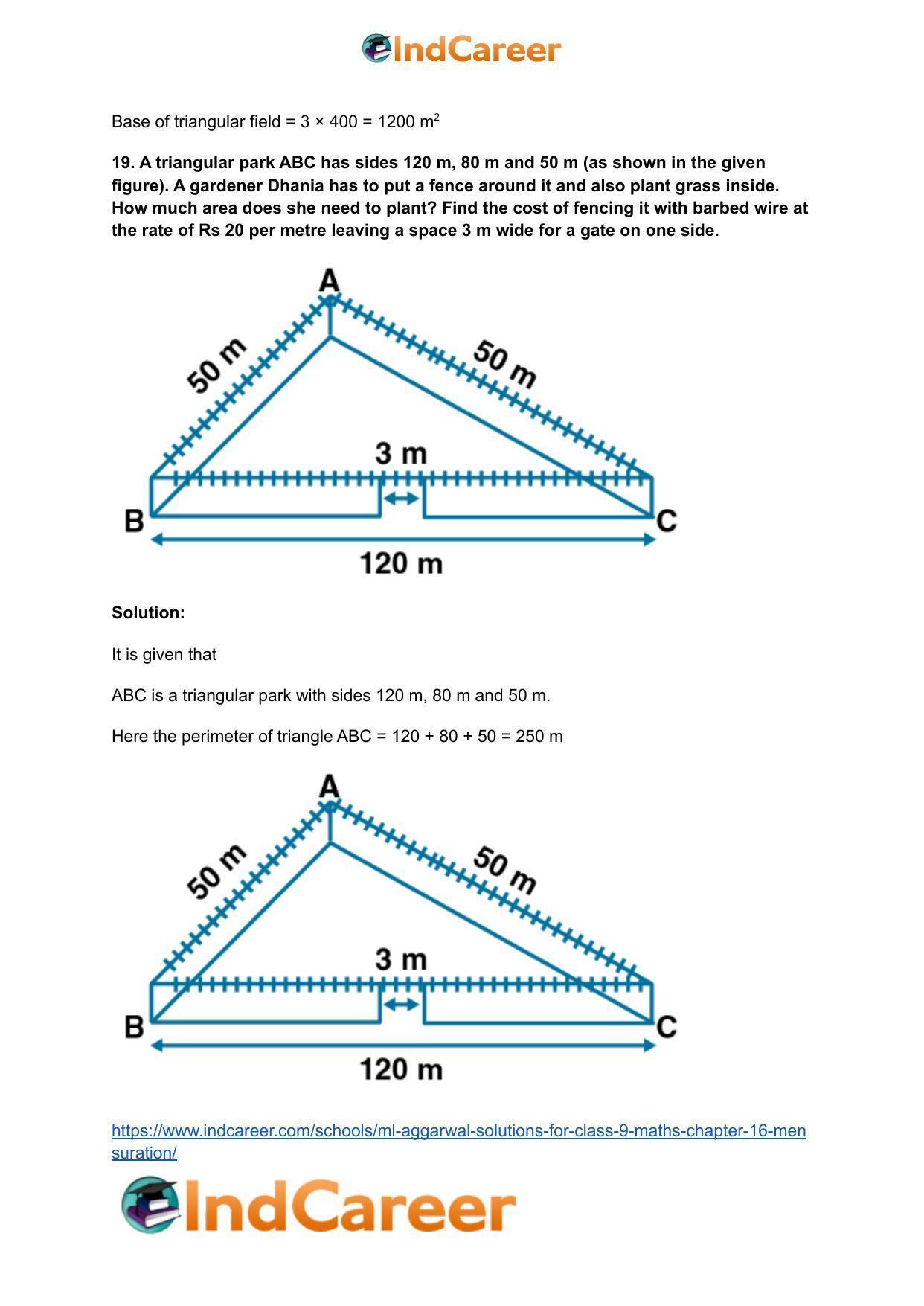 ML Aggarwal Solutions for Class 9 Maths Chapter 16- Mensuration - Page 30