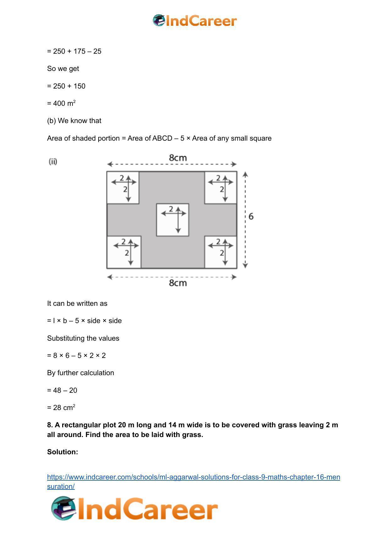 ML Aggarwal Solutions for Class 9 Maths Chapter 16- Mensuration - Page 50