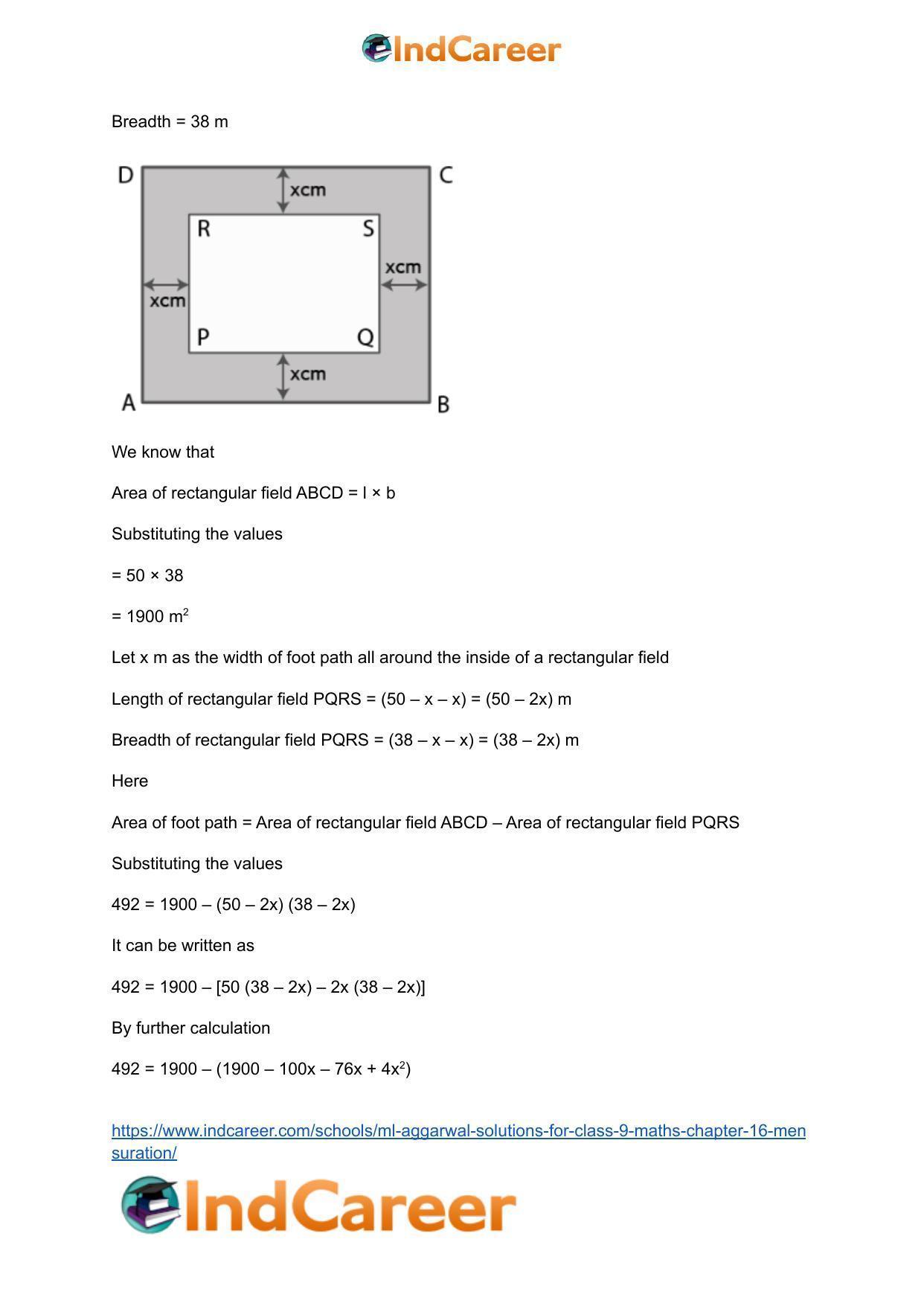 ML Aggarwal Solutions for Class 9 Maths Chapter 16- Mensuration - Page 54