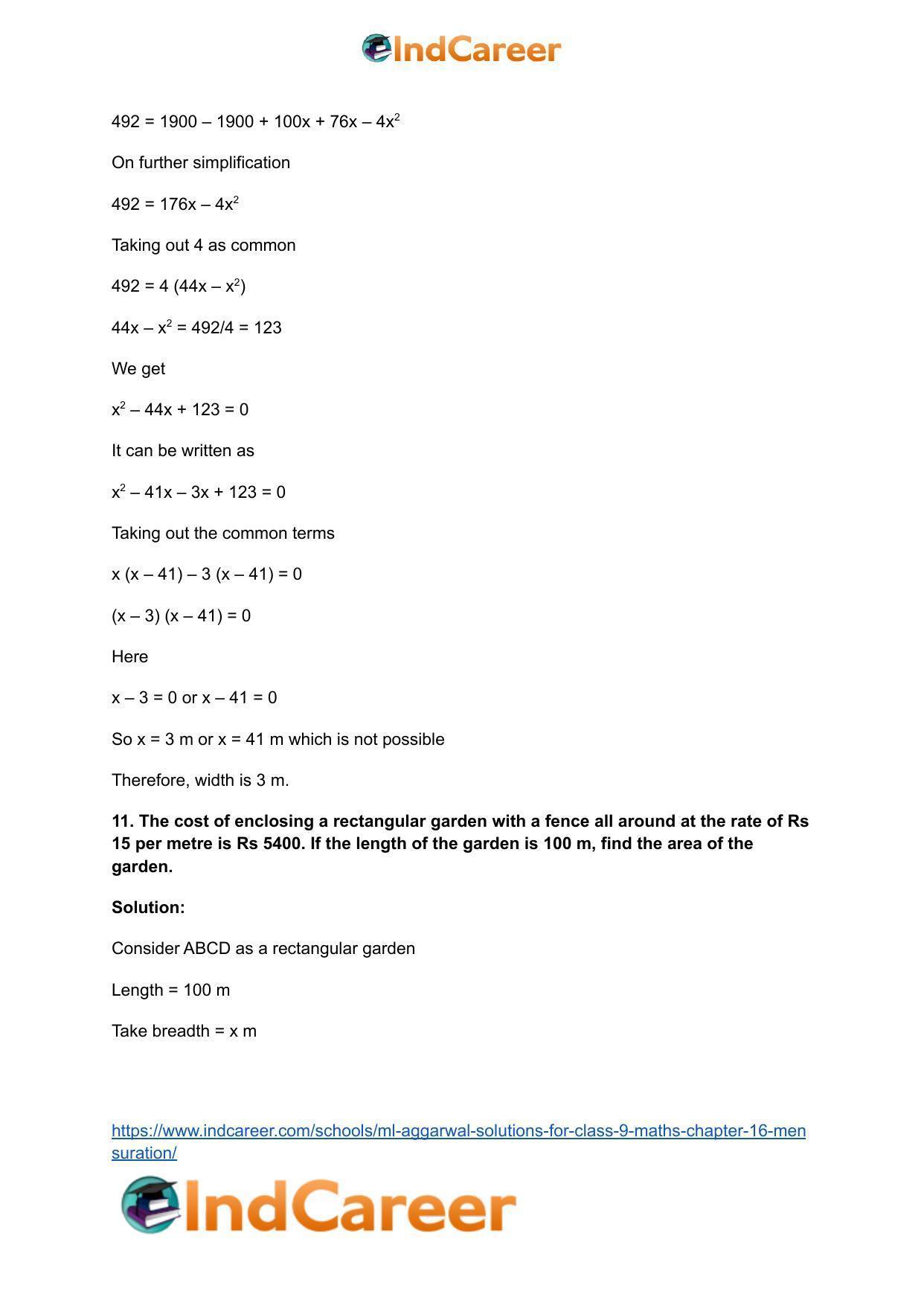 ML Aggarwal Solutions for Class 9 Maths Chapter 16- Mensuration - Page 55