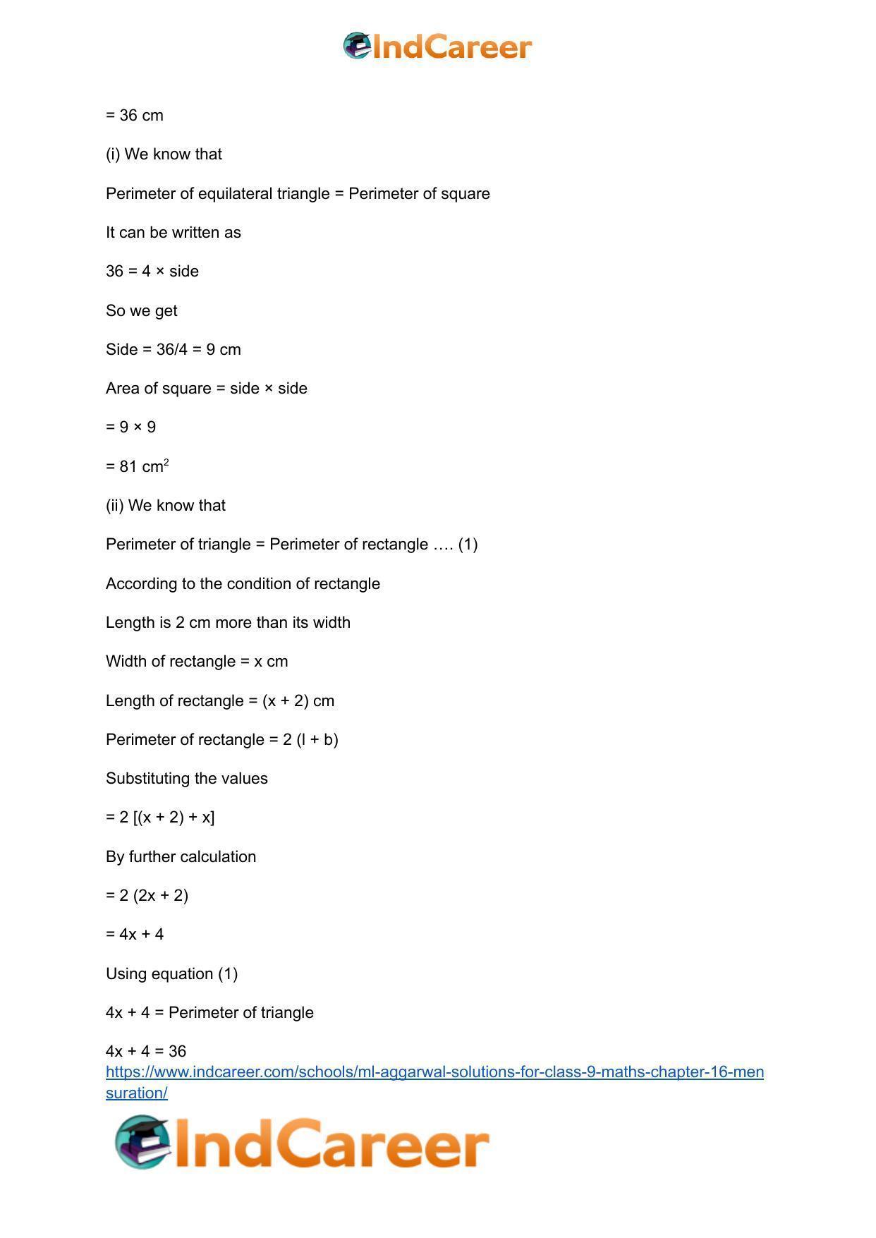 ML Aggarwal Solutions for Class 9 Maths Chapter 16- Mensuration - Page 73