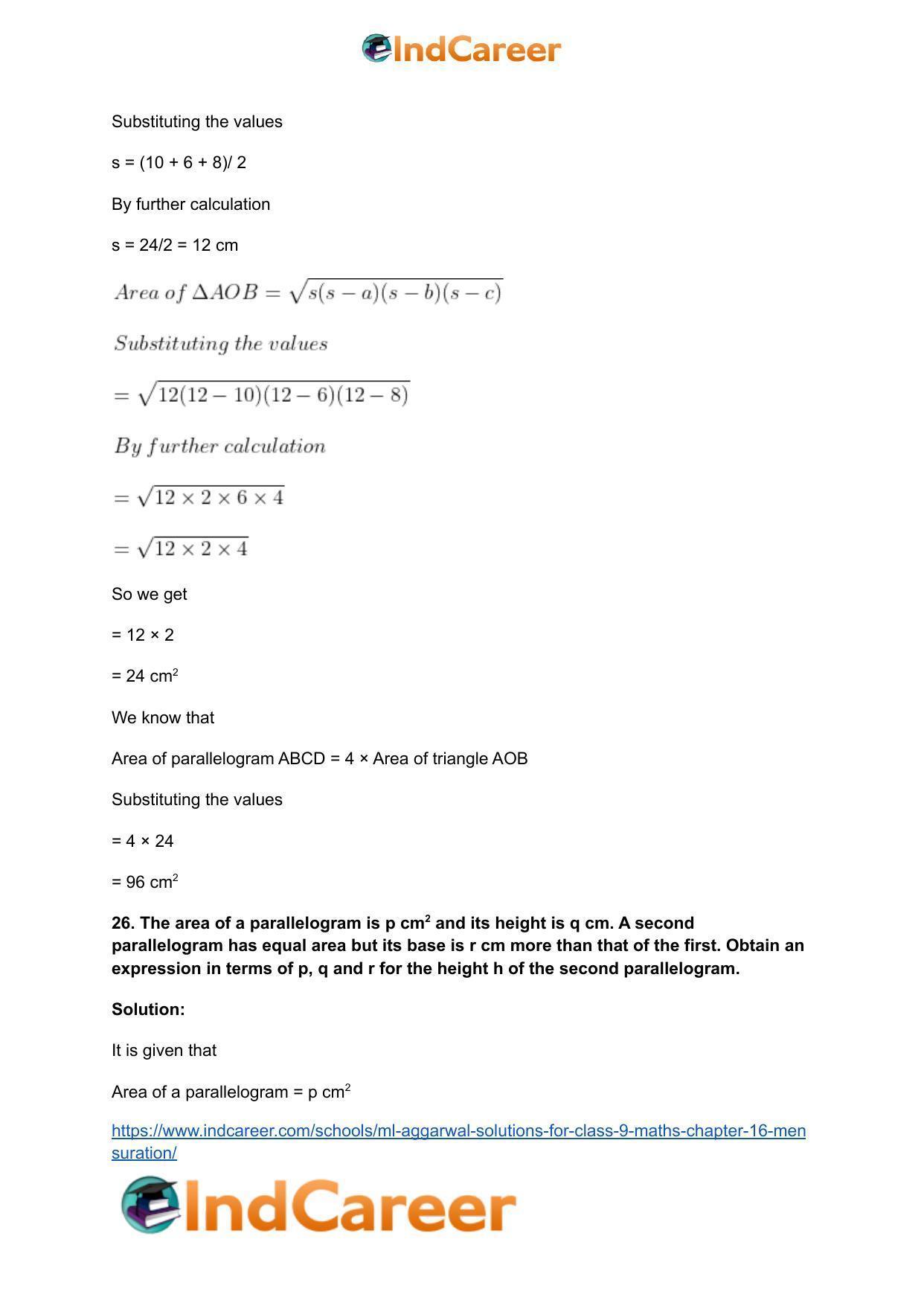 ML Aggarwal Solutions for Class 9 Maths Chapter 16- Mensuration - Page 80