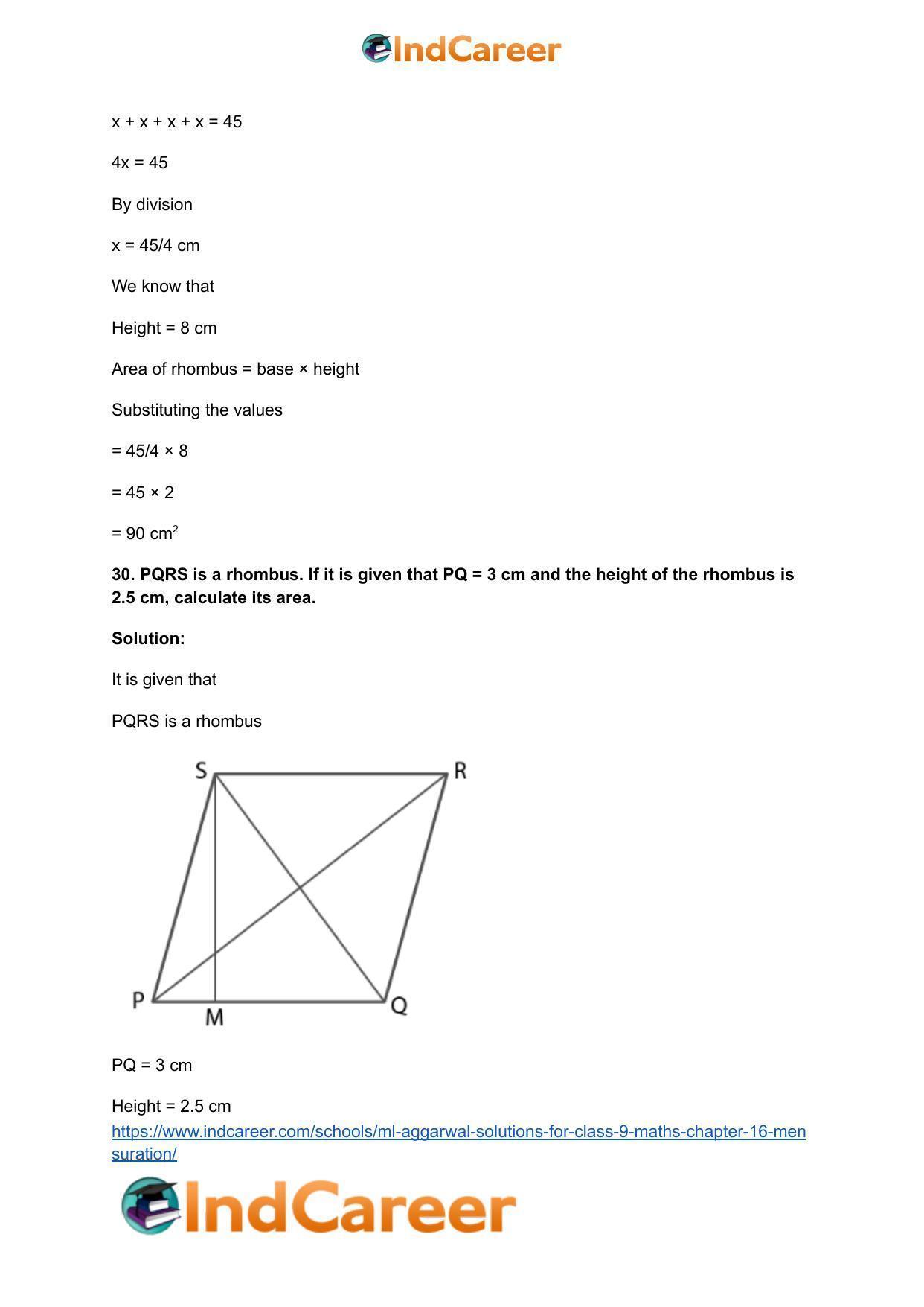 ML Aggarwal Solutions for Class 9 Maths Chapter 16- Mensuration - Page 84
