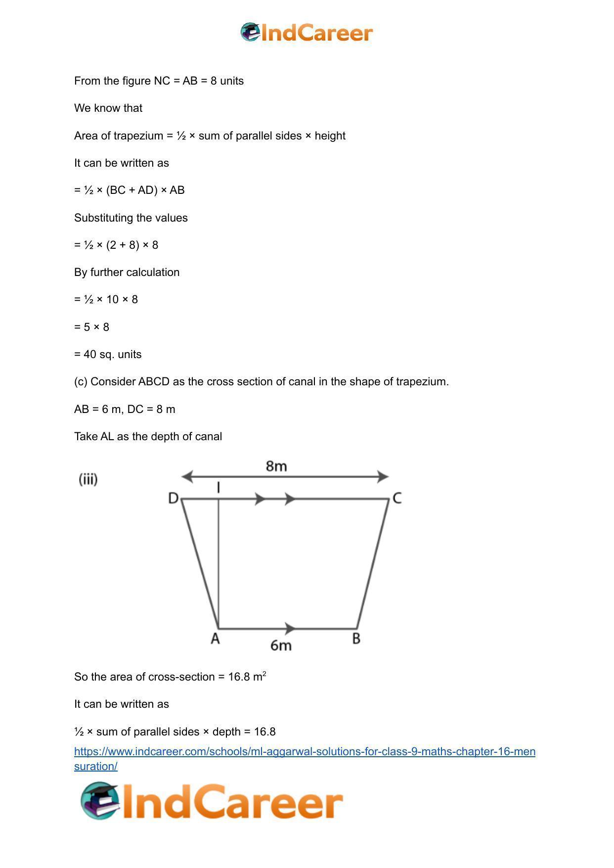 ML Aggarwal Solutions for Class 9 Maths Chapter 16- Mensuration - Page 92