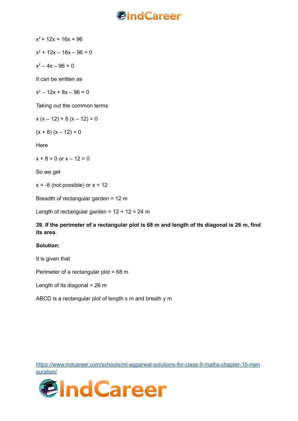 ML Aggarwal Solutions for Class 9 Maths Chapter 16- Mensuration - Page 100