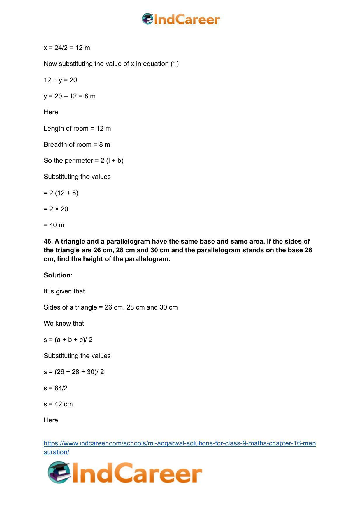 ML Aggarwal Solutions for Class 9 Maths Chapter 16- Mensuration - Page 118