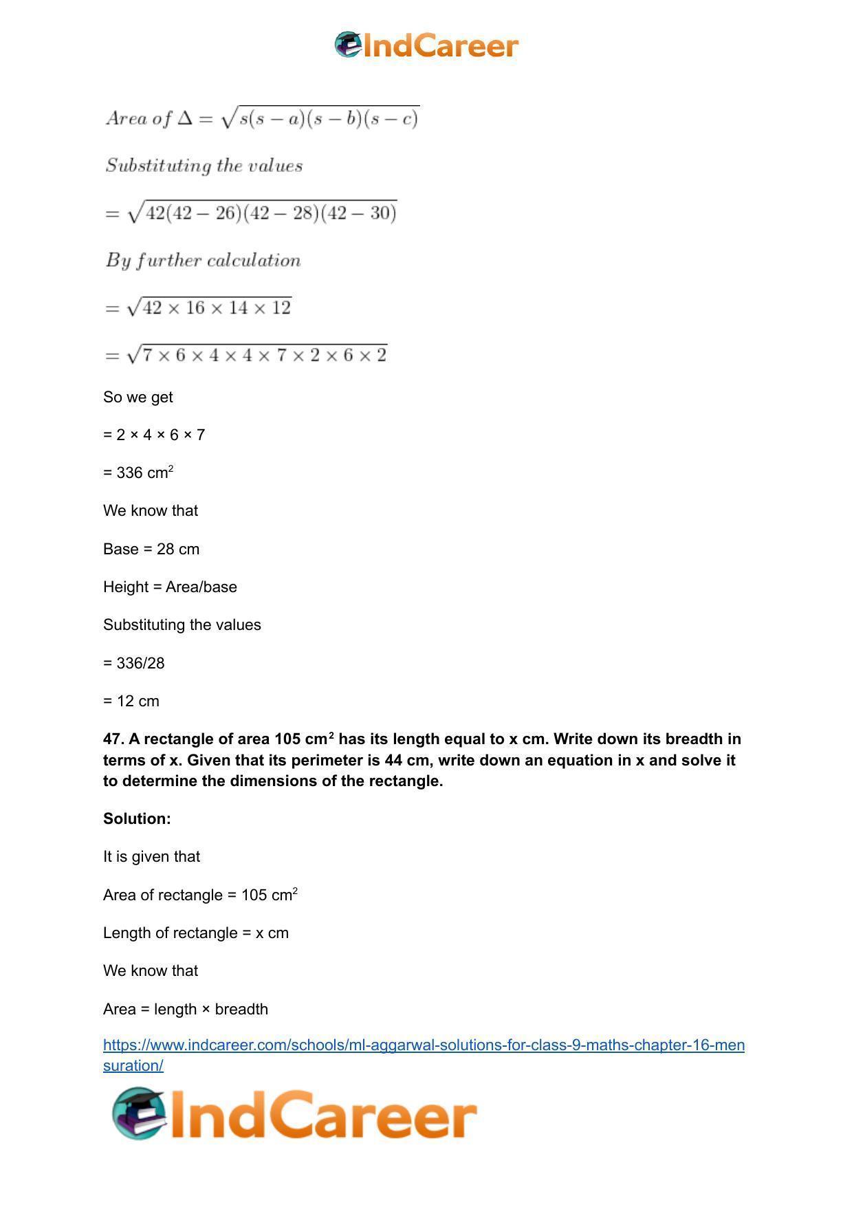 ML Aggarwal Solutions for Class 9 Maths Chapter 16- Mensuration - Page 119