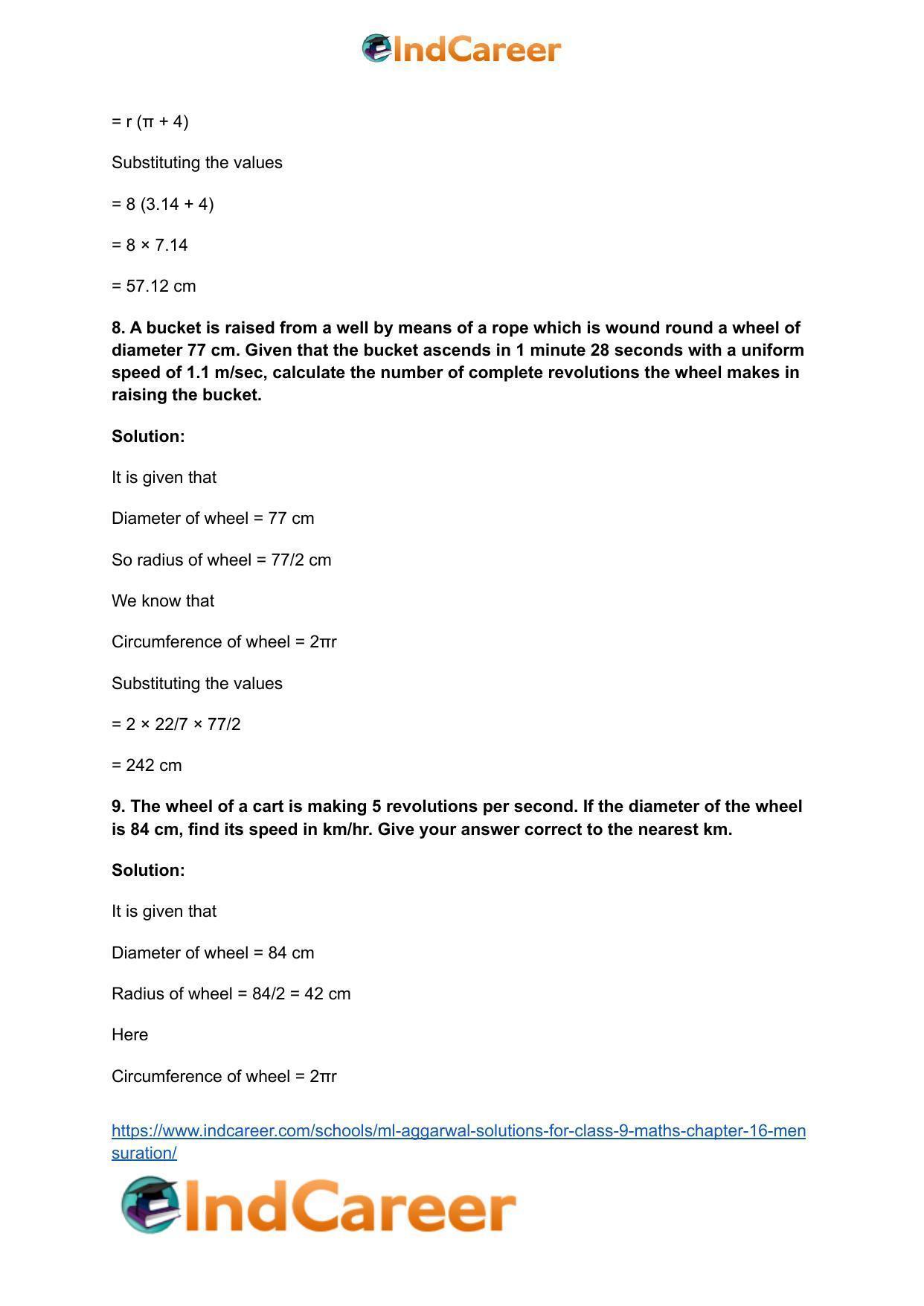 ML Aggarwal Solutions for Class 9 Maths Chapter 16- Mensuration - Page 129