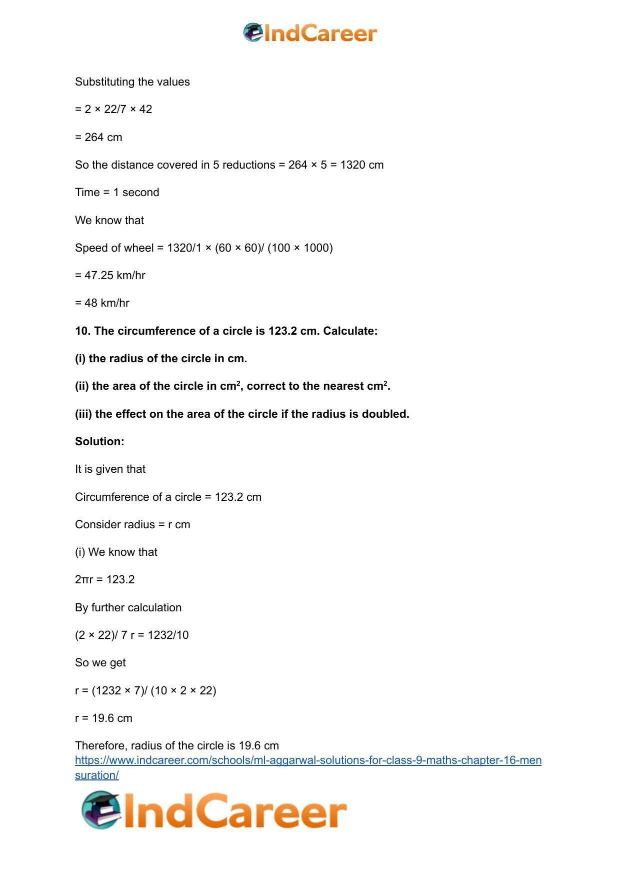 ML Aggarwal Solutions for Class 9 Maths Chapter 16- Mensuration - Page 130