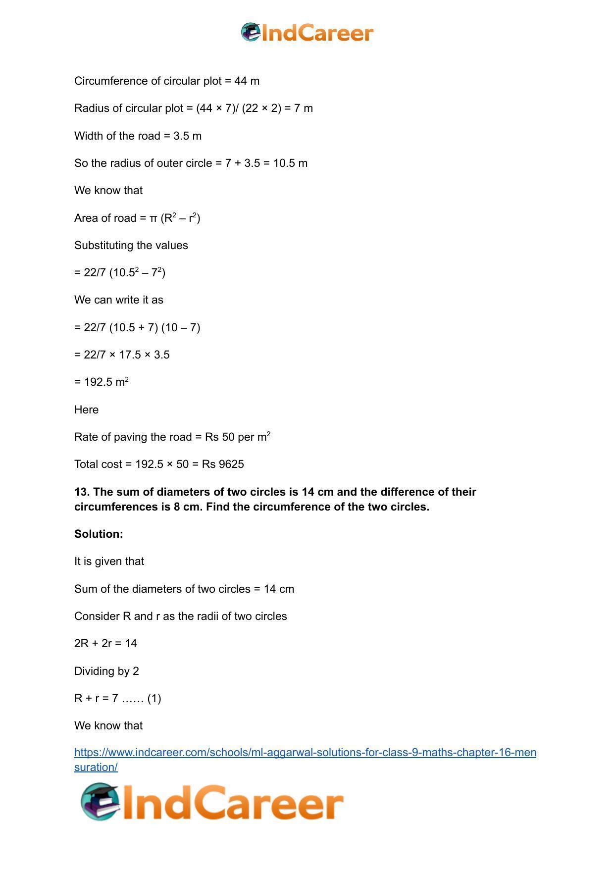 ML Aggarwal Solutions for Class 9 Maths Chapter 16- Mensuration - Page 134