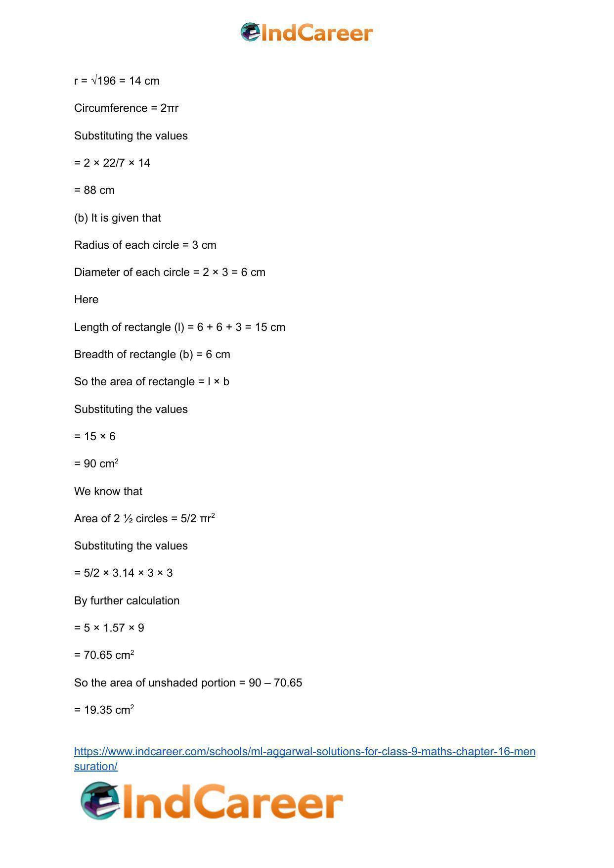 ML Aggarwal Solutions for Class 9 Maths Chapter 16- Mensuration - Page 140