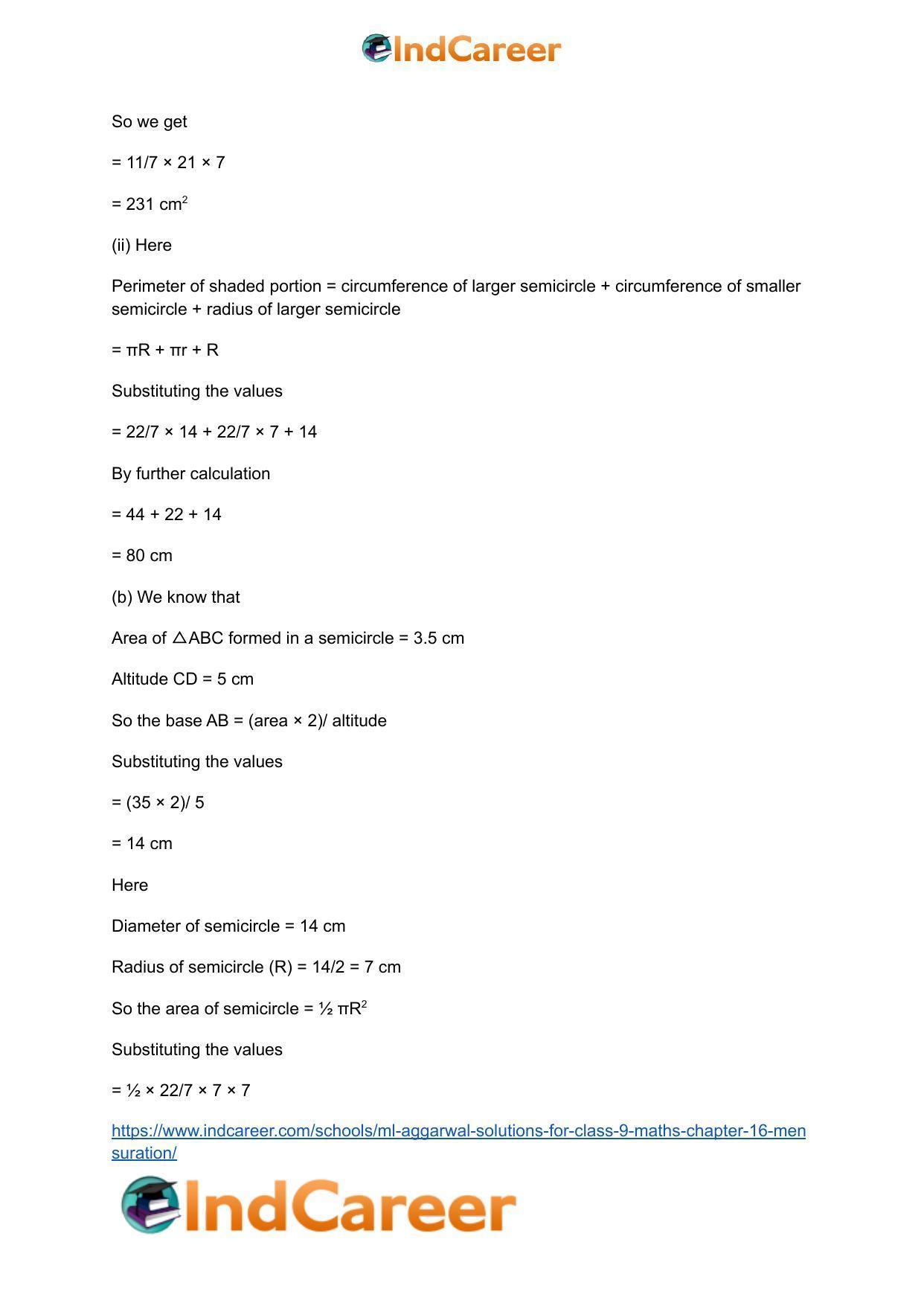 ML Aggarwal Solutions for Class 9 Maths Chapter 16- Mensuration - Page 147