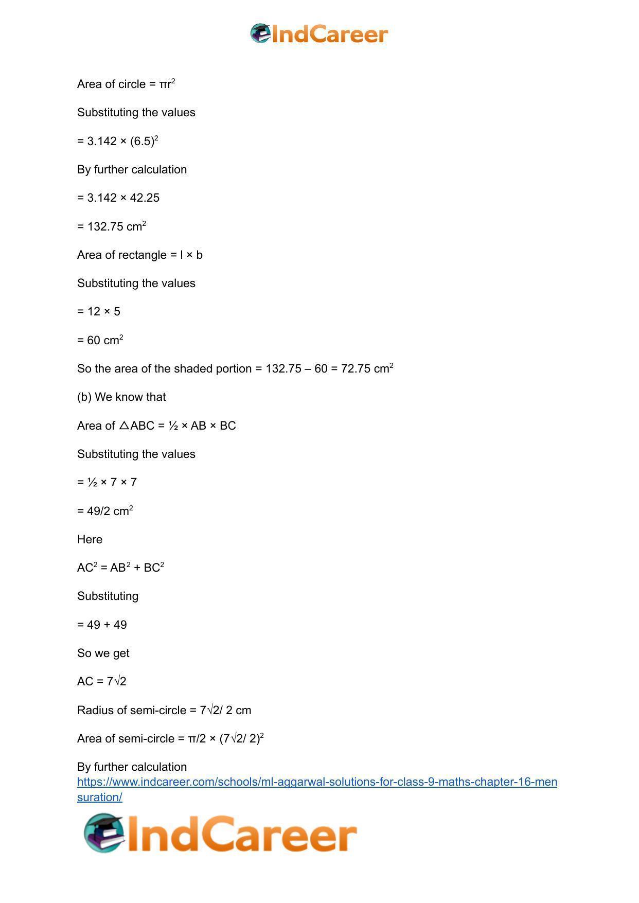 ML Aggarwal Solutions for Class 9 Maths Chapter 16- Mensuration - Page 154