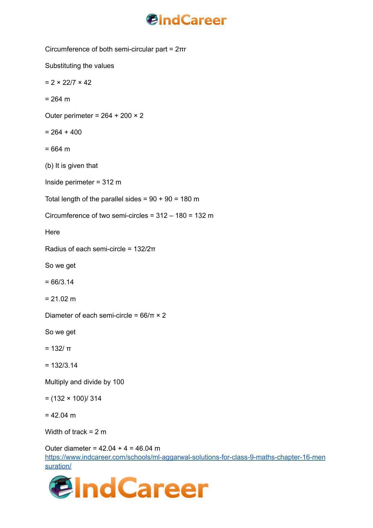 ML Aggarwal Solutions for Class 9 Maths Chapter 16- Mensuration - Page 161