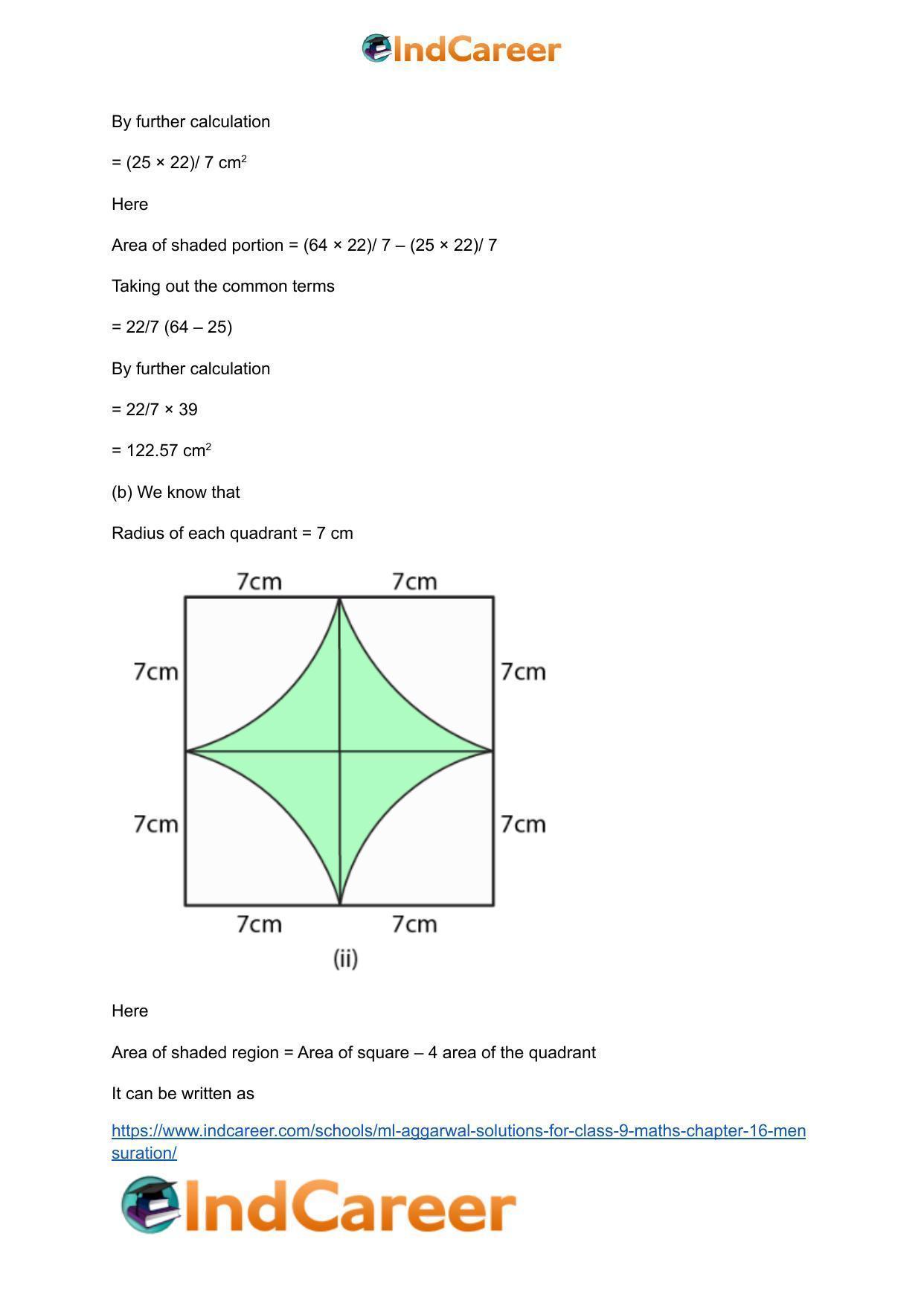 ML Aggarwal Solutions for Class 9 Maths Chapter 16- Mensuration - Page 164