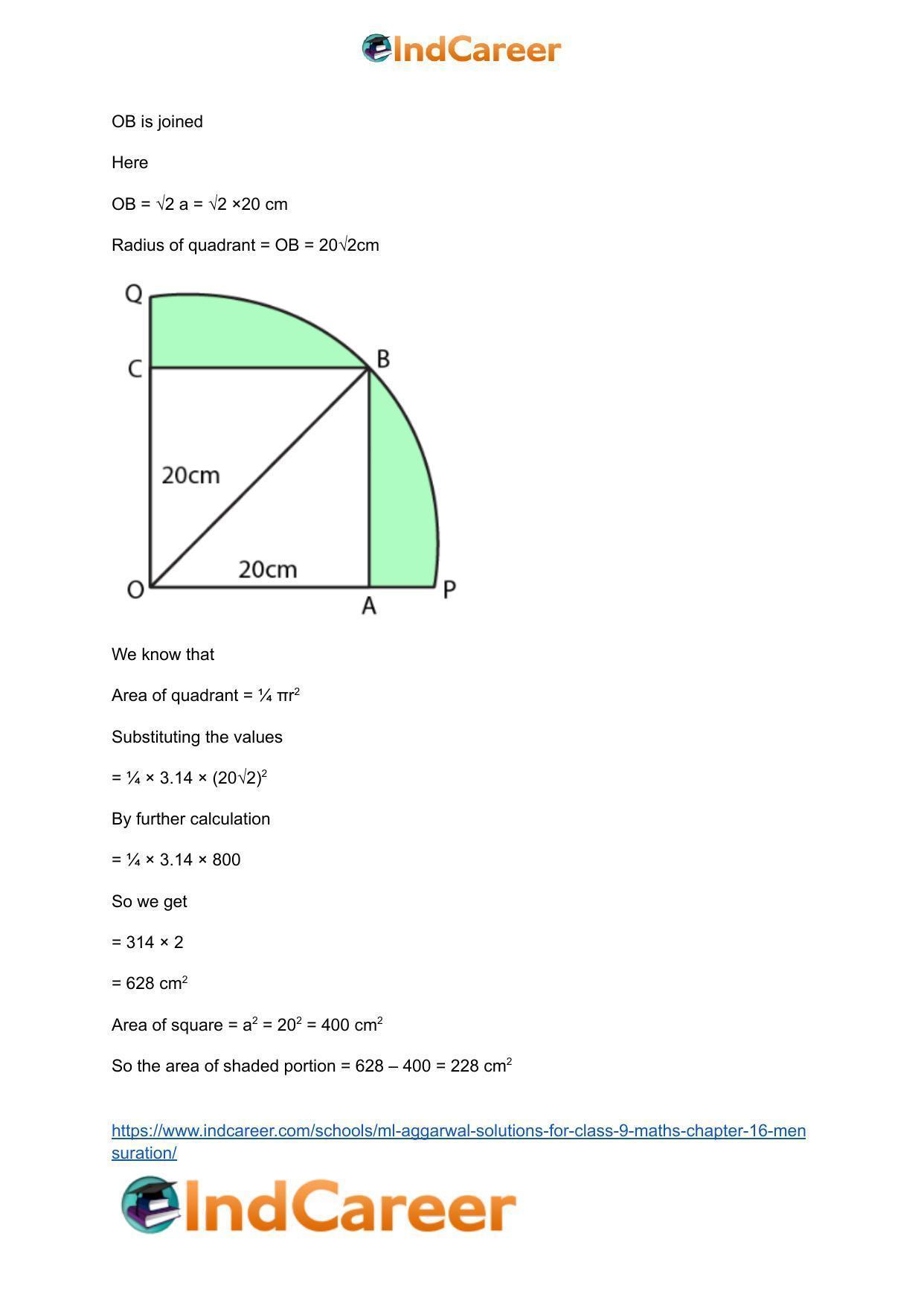 ML Aggarwal Solutions for Class 9 Maths Chapter 16- Mensuration - Page 168