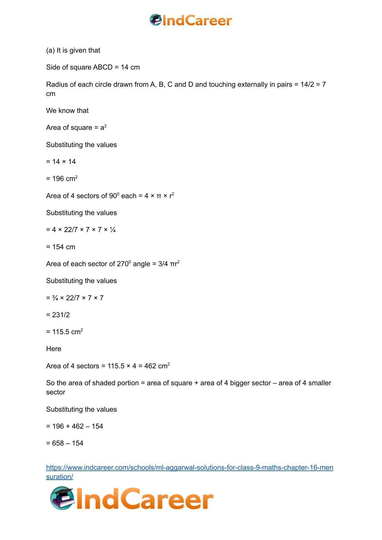ML Aggarwal Solutions for Class 9 Maths Chapter 16- Mensuration - Page 174