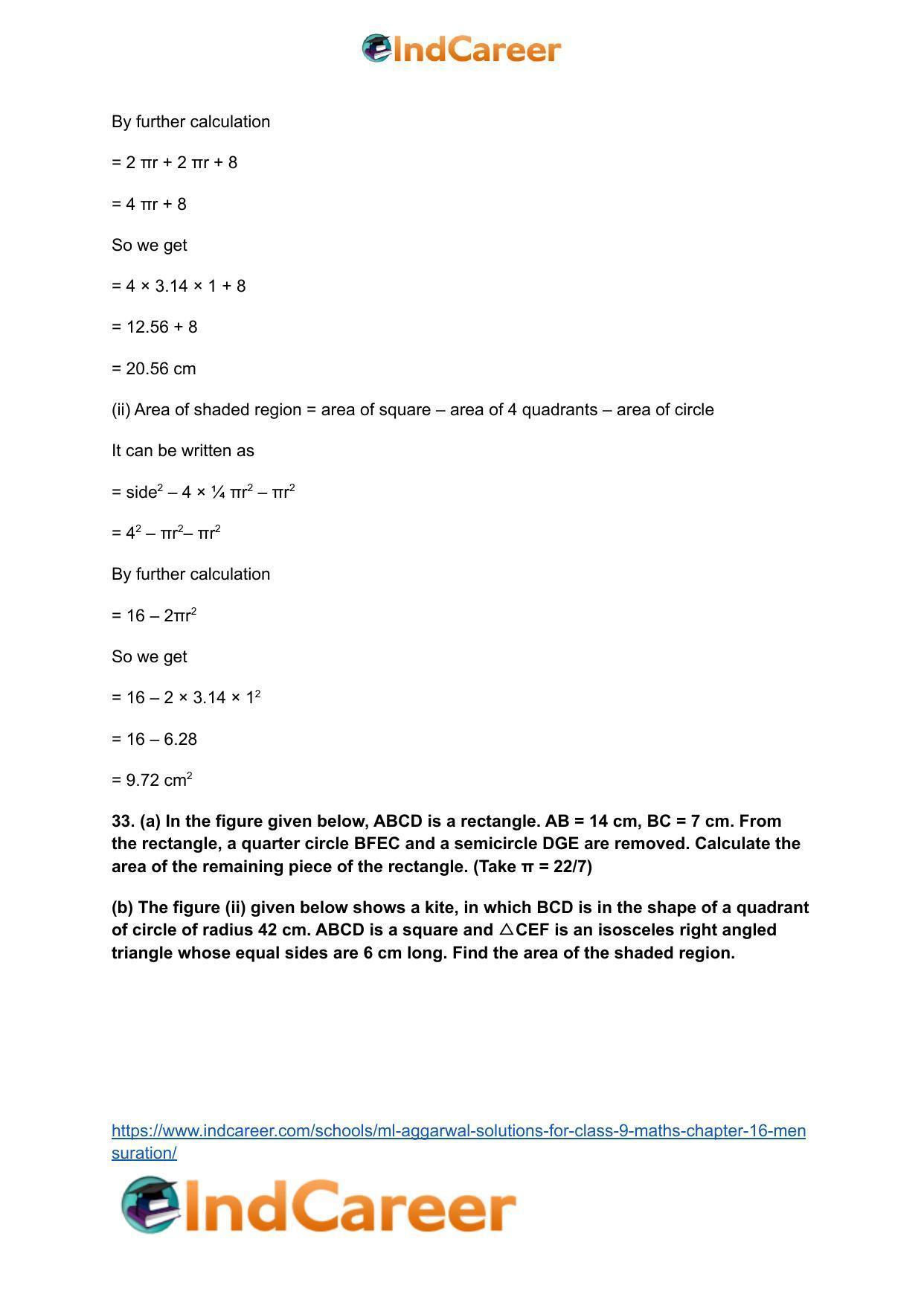 ML Aggarwal Solutions for Class 9 Maths Chapter 16- Mensuration - Page 178