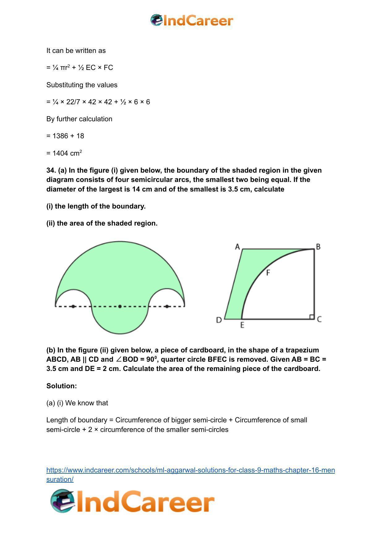 ML Aggarwal Solutions for Class 9 Maths Chapter 16- Mensuration - Page 180