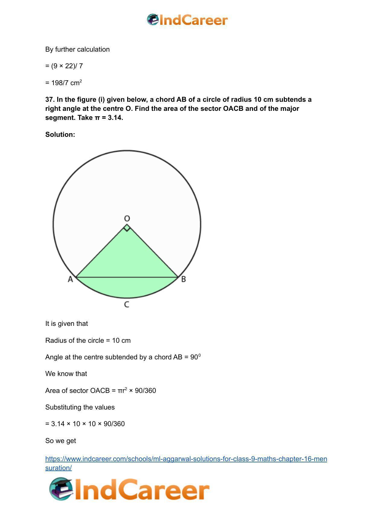 ML Aggarwal Solutions for Class 9 Maths Chapter 16- Mensuration - Page 187