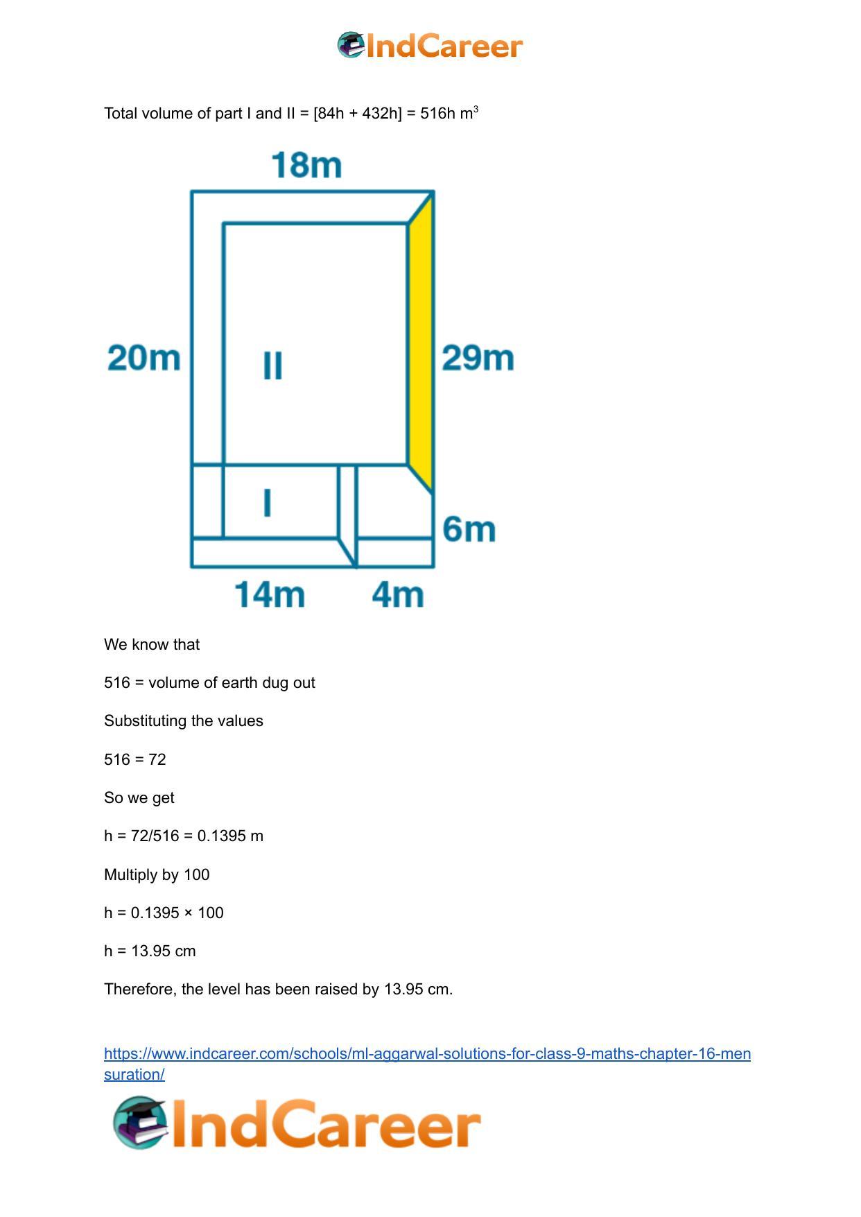 ML Aggarwal Solutions for Class 9 Maths Chapter 16- Mensuration - Page 208