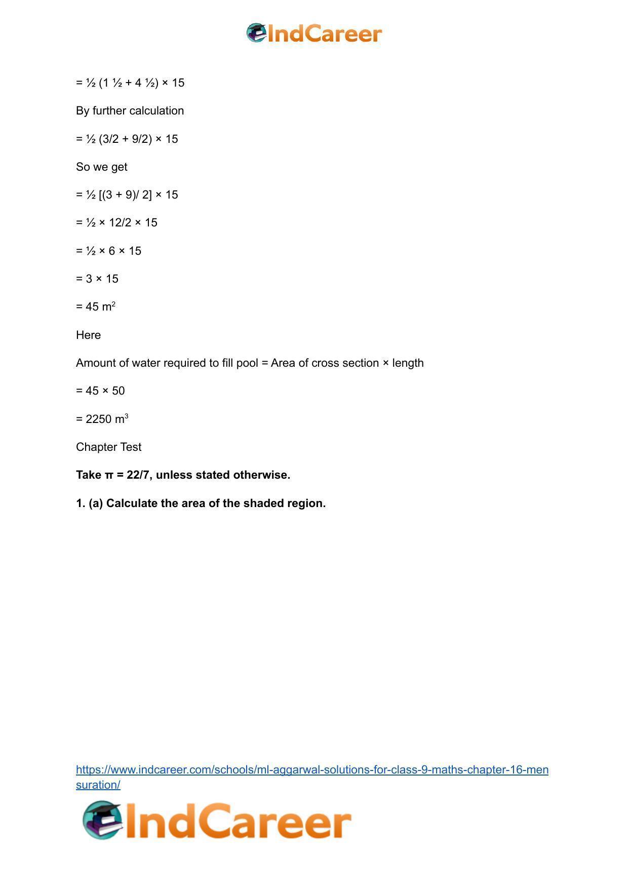 ML Aggarwal Solutions for Class 9 Maths Chapter 16- Mensuration - Page 218