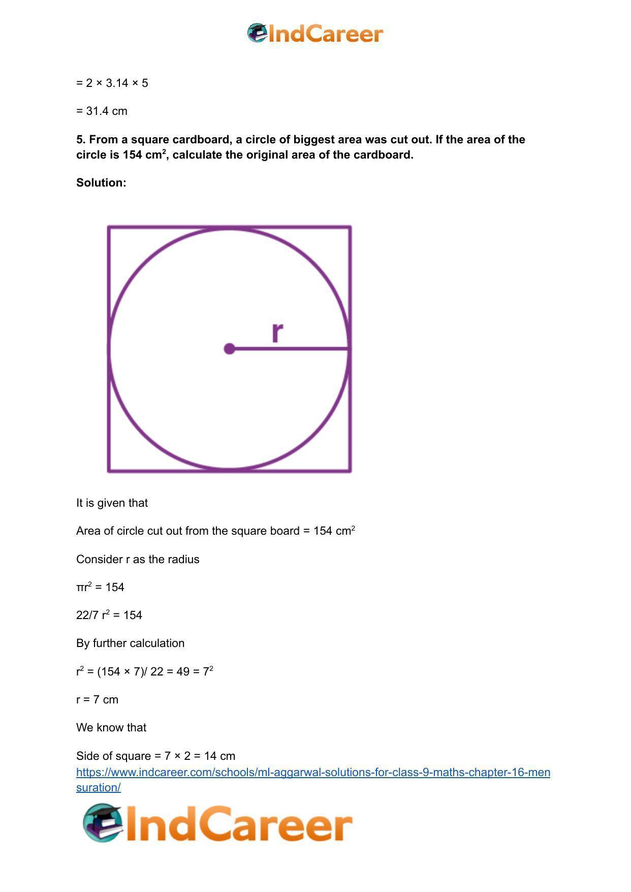 ML Aggarwal Solutions for Class 9 Maths Chapter 16- Mensuration - Page 230