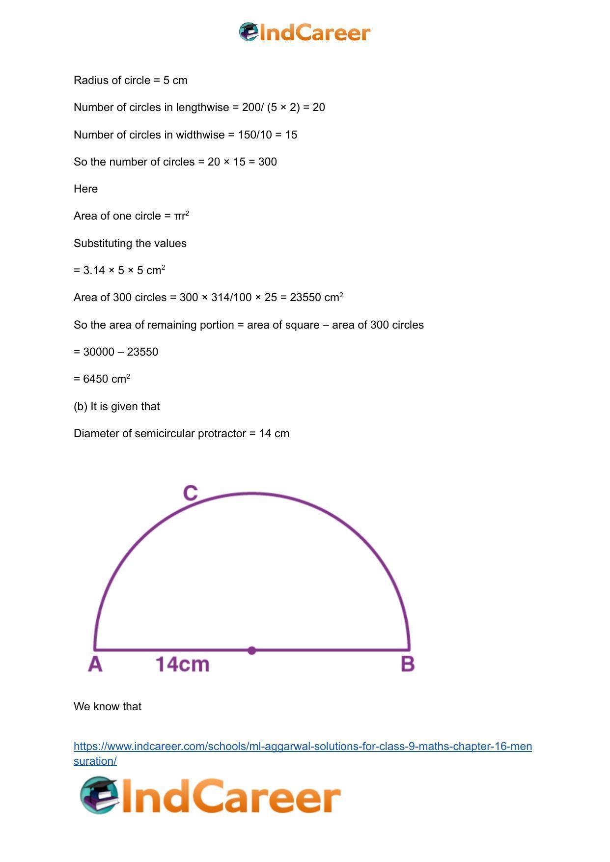ML Aggarwal Solutions for Class 9 Maths Chapter 16- Mensuration - Page 232